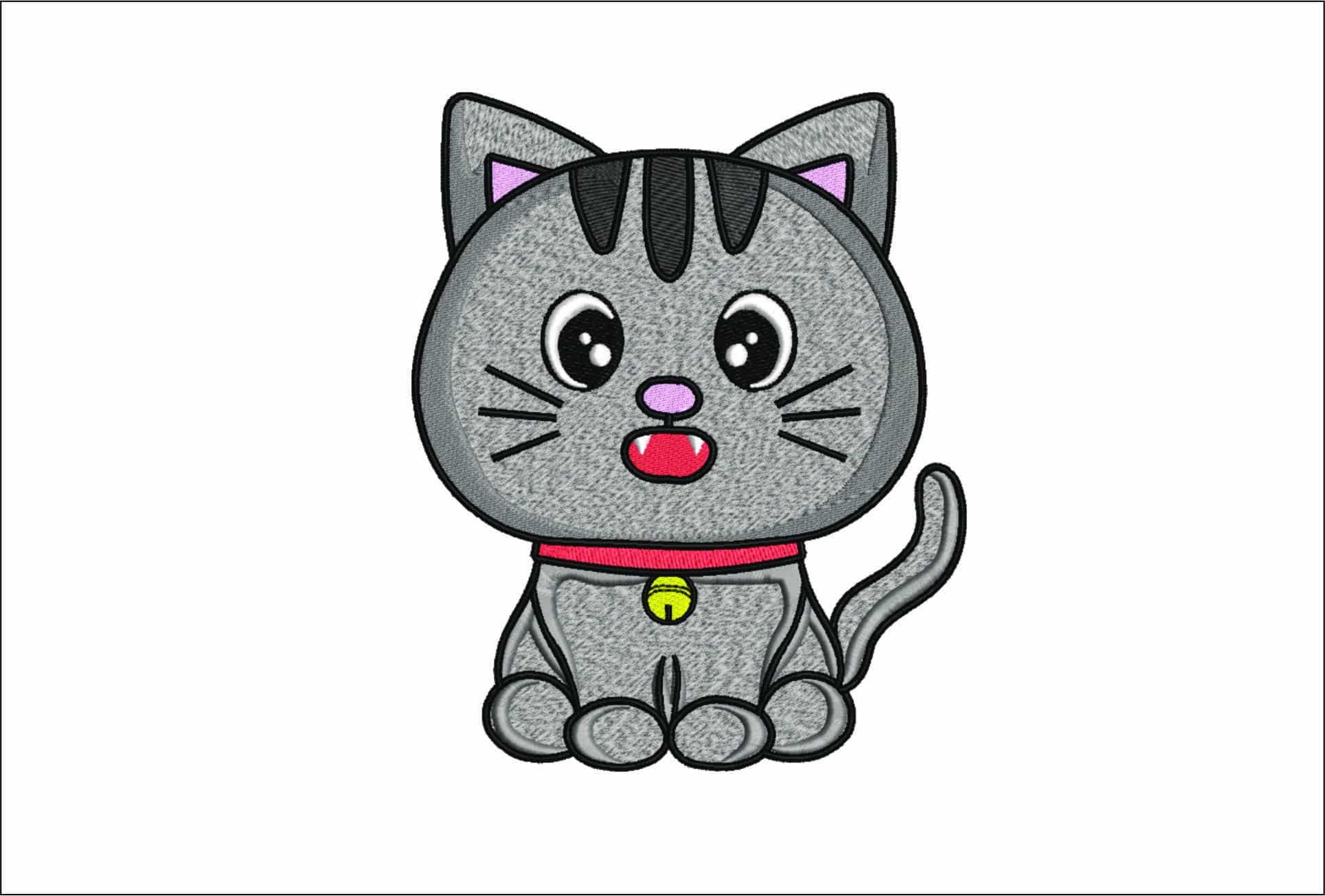Grey Cat Children- Elegant embroidery design file - instant download