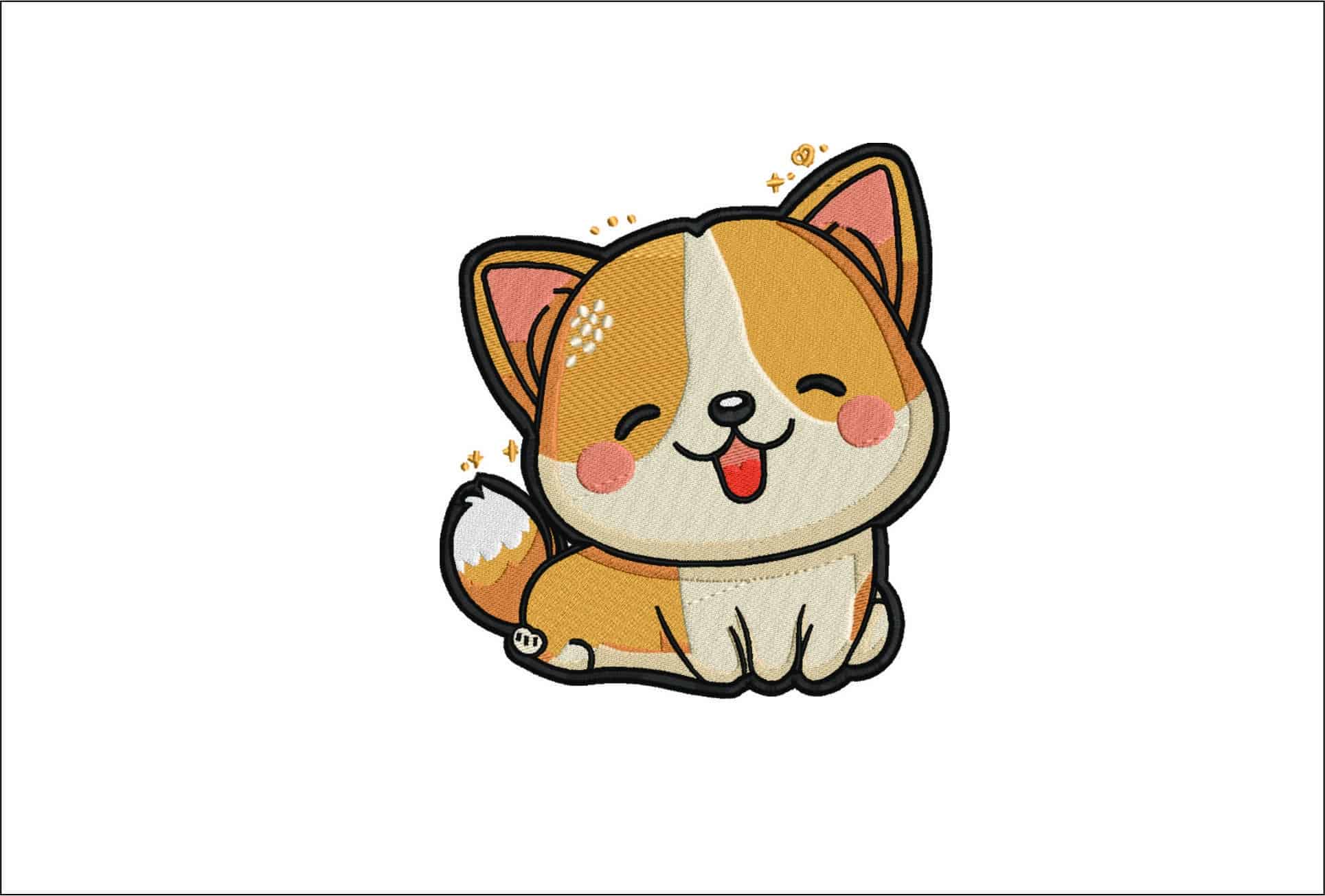Happy Dog- Elegant embroidery design file - instant download
