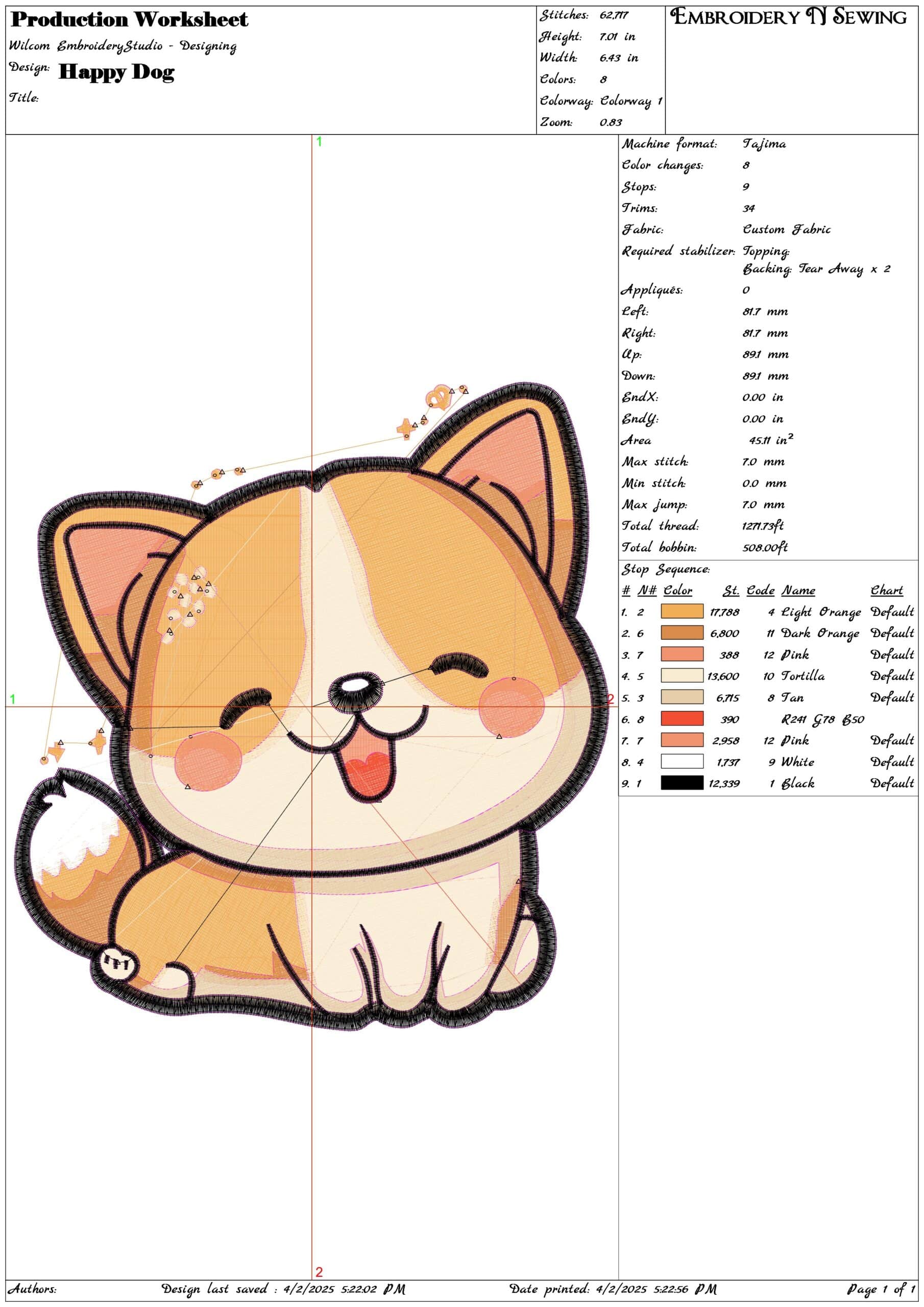 Happy Dog- Elegant embroidery design file - instant download — view 3