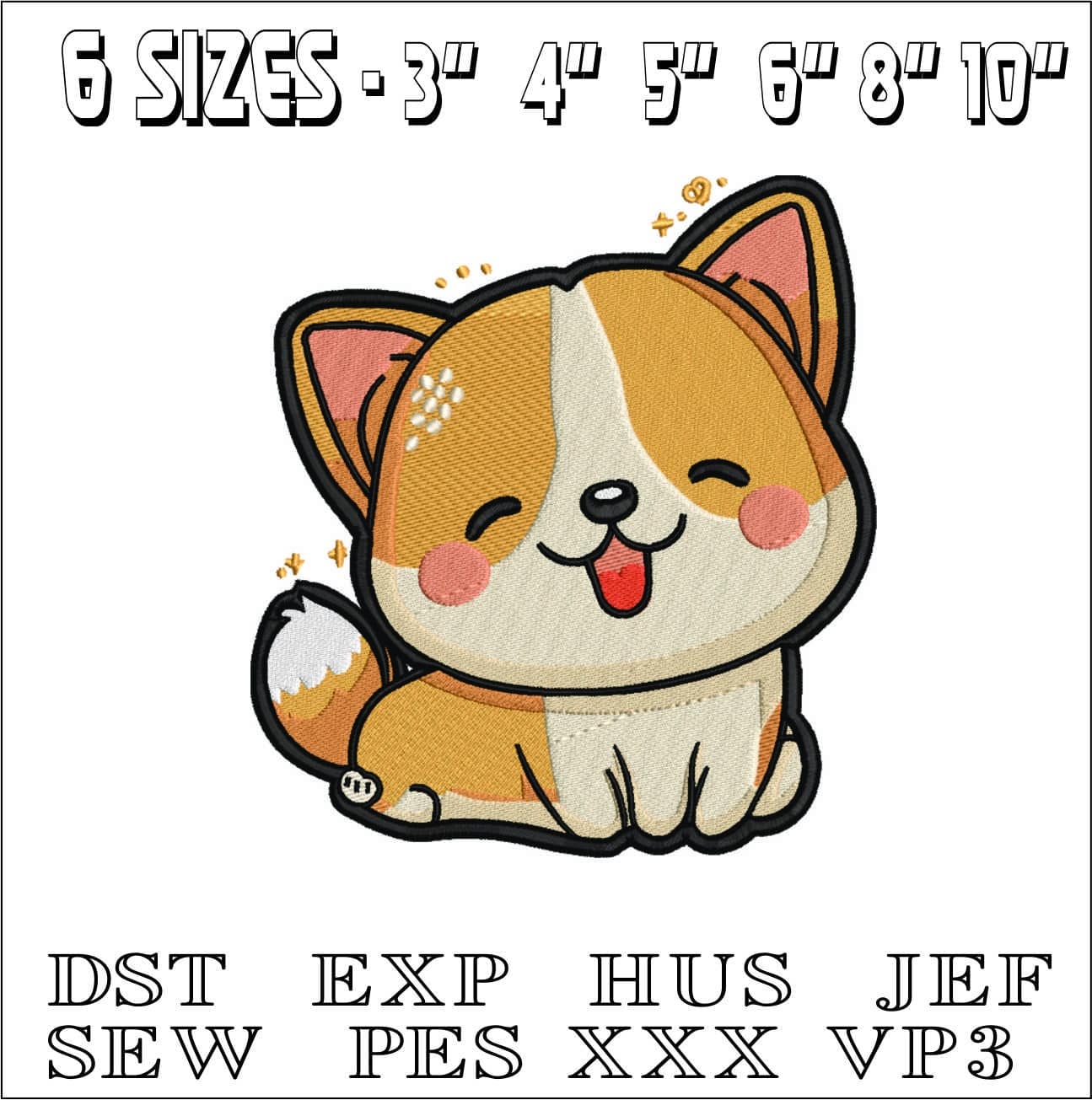 Happy Dog- Elegant embroidery design file - instant download — view 2