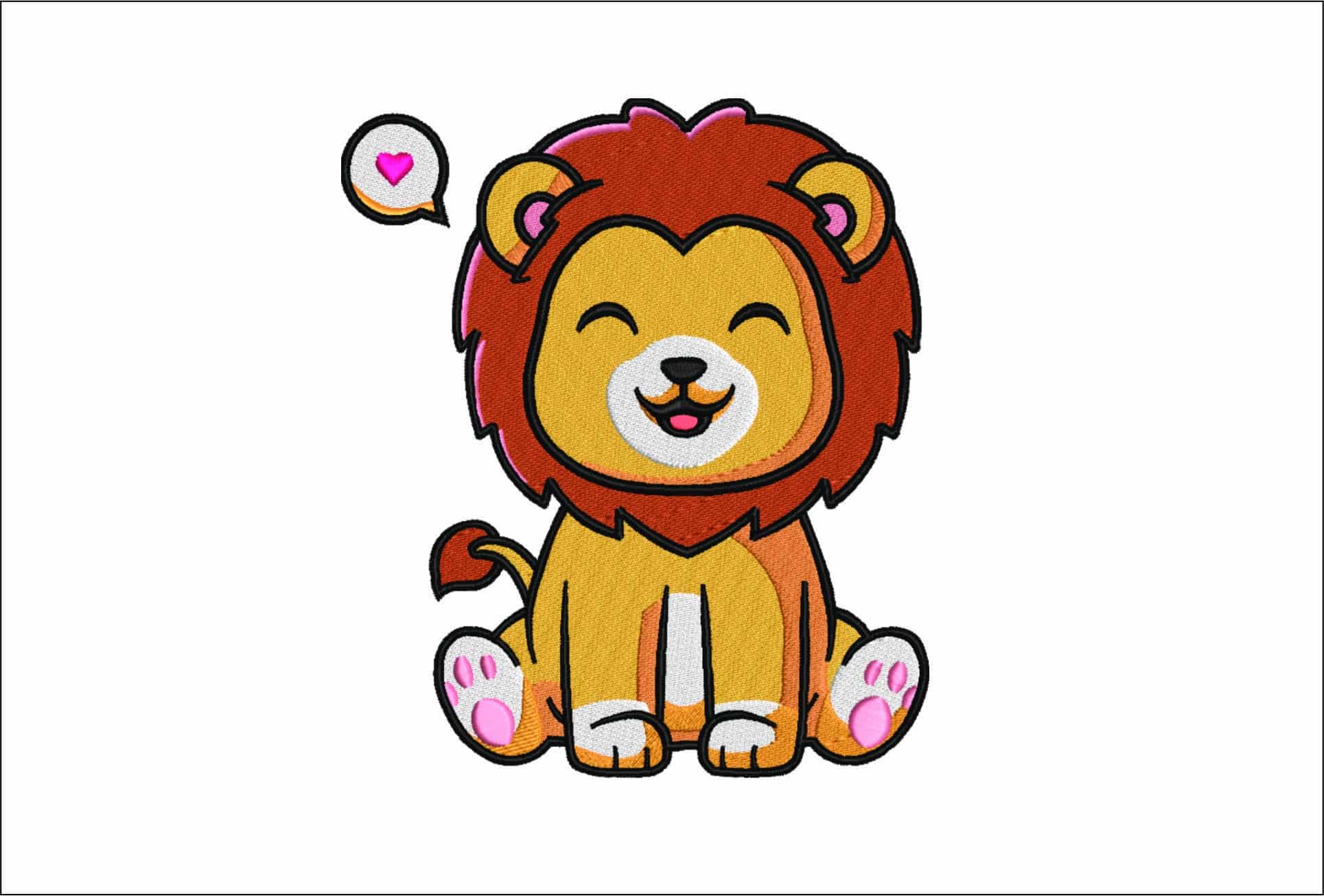Happy Lion- Elegant embroidery design file - instant download