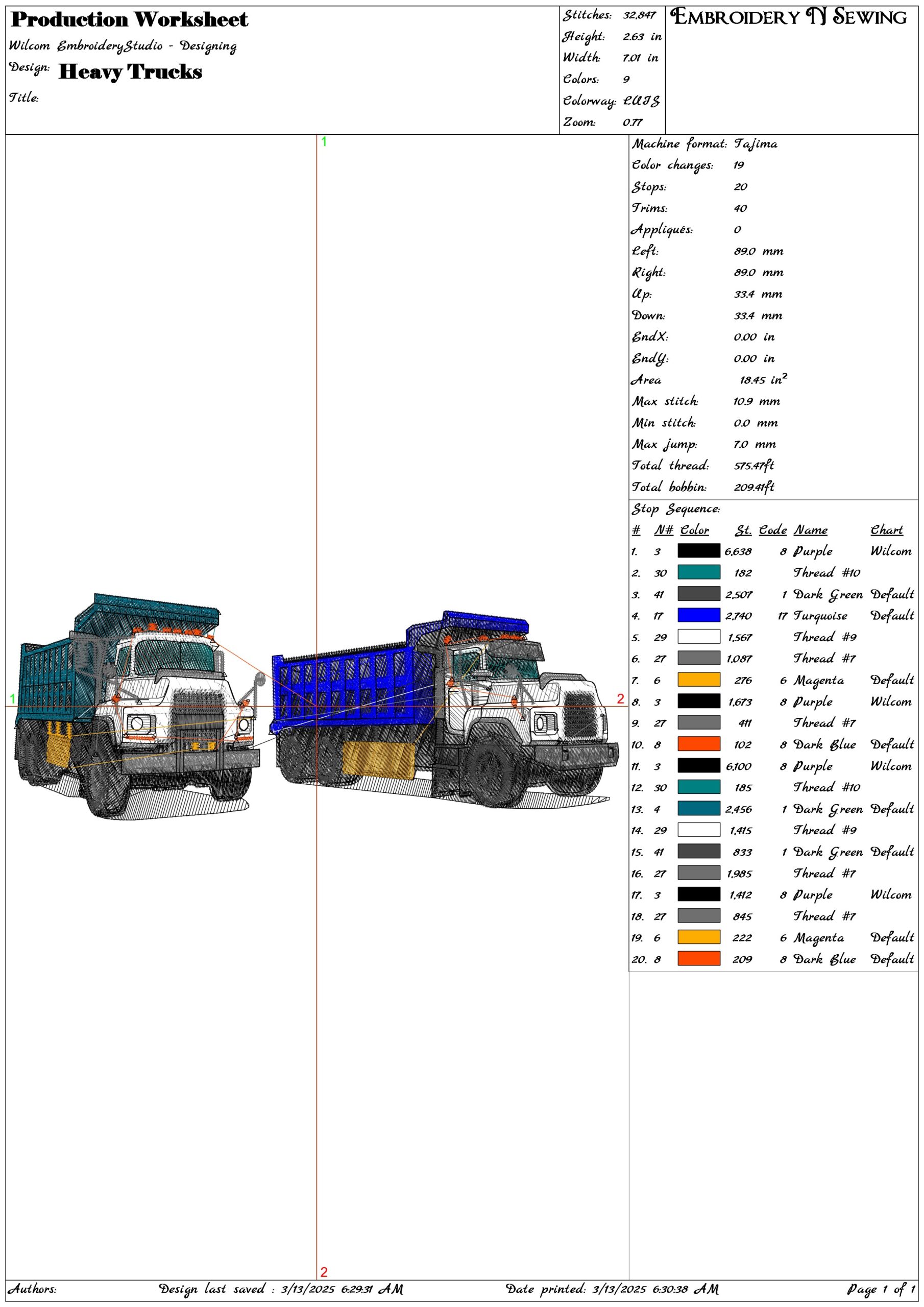 Heavy Trucks- Elegant embroidery design file - instant download — view 3