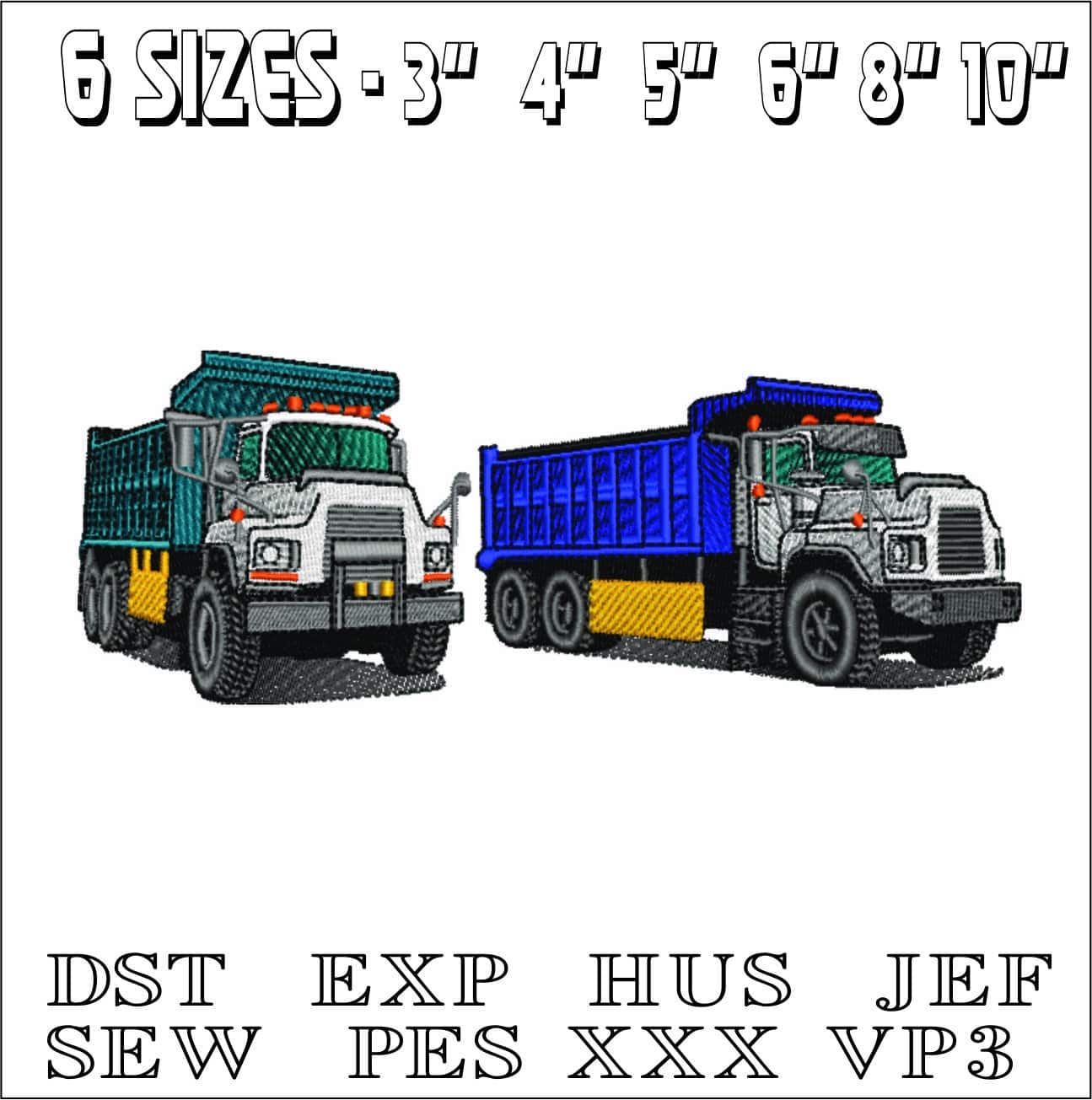 Heavy Trucks- Elegant embroidery design file - instant download — view 2