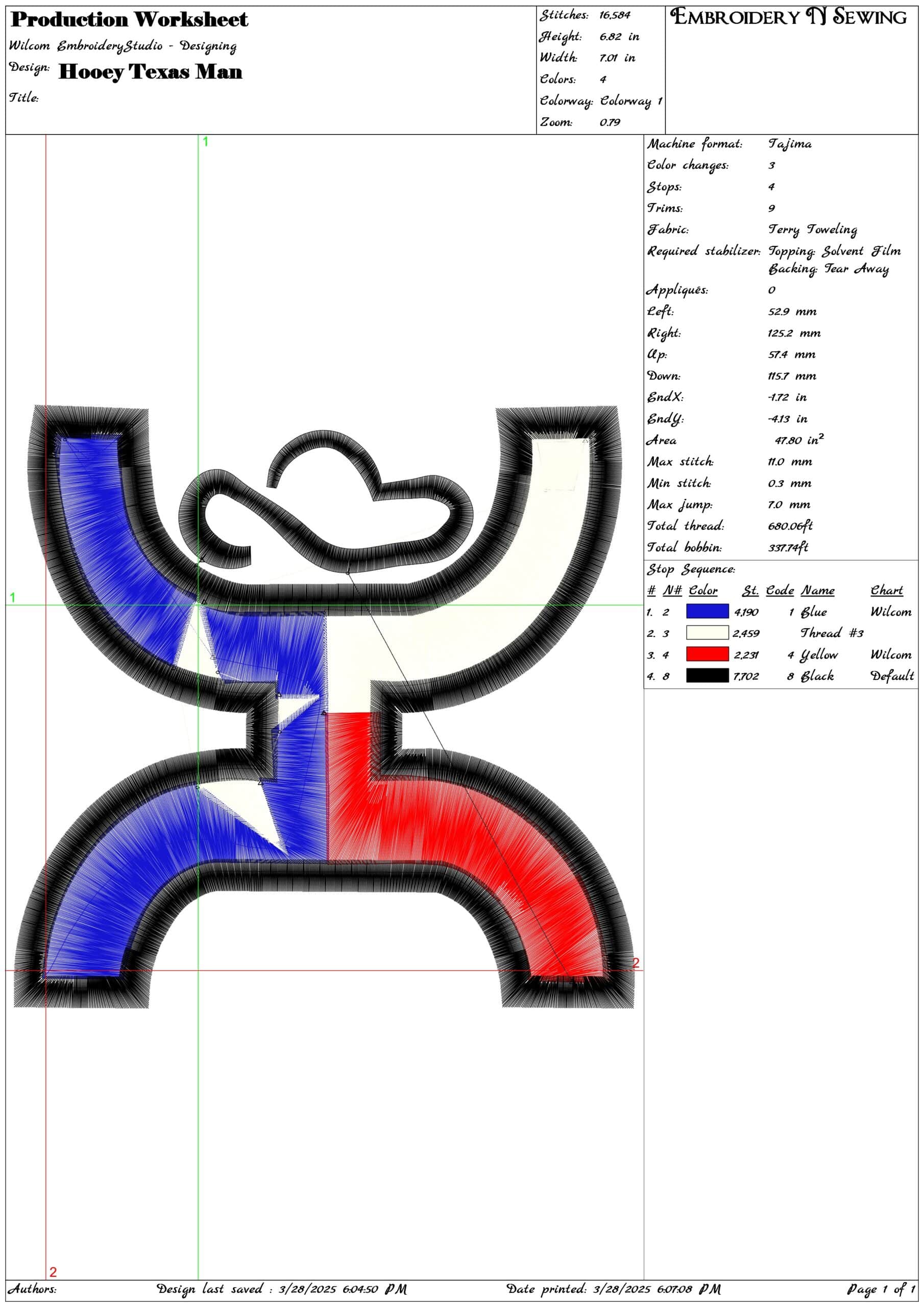 Hooey Texas Man- Elegant embroidery design file - instant download — view 3