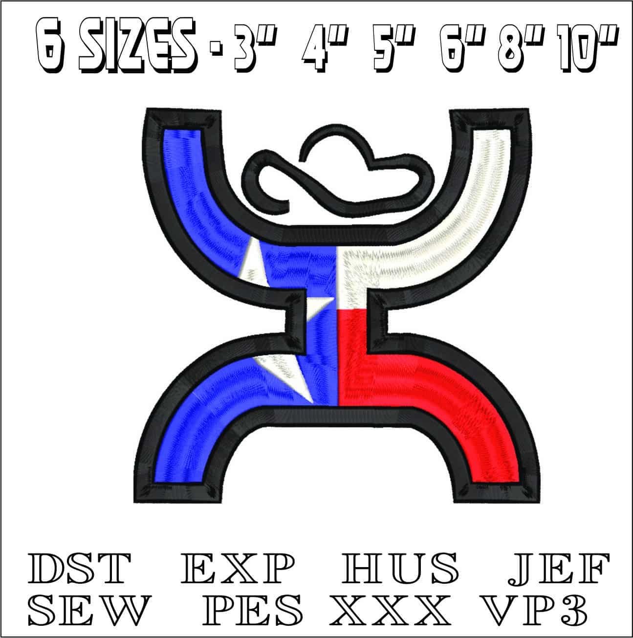 Hooey Texas Man- Elegant embroidery design file - instant download — view 2