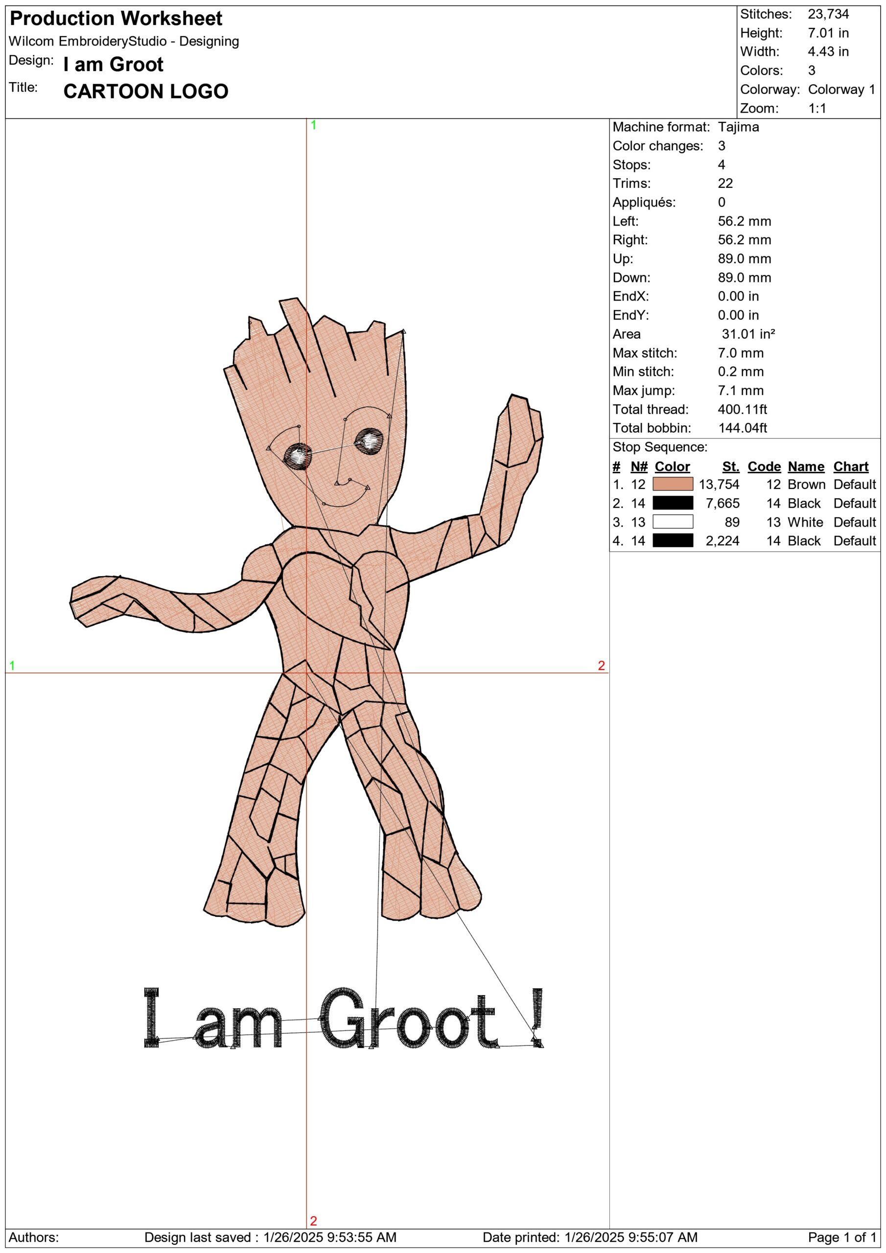 I am Groot- Elegant embroidery design file - instant download — view 3