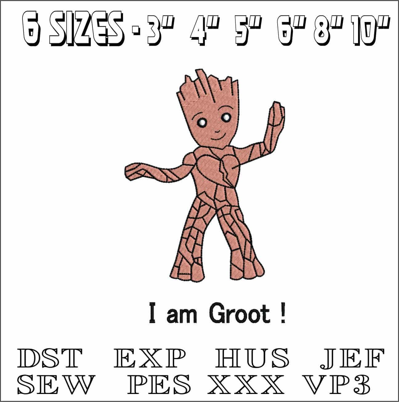 I am Groot- Elegant embroidery design file - instant download — view 2