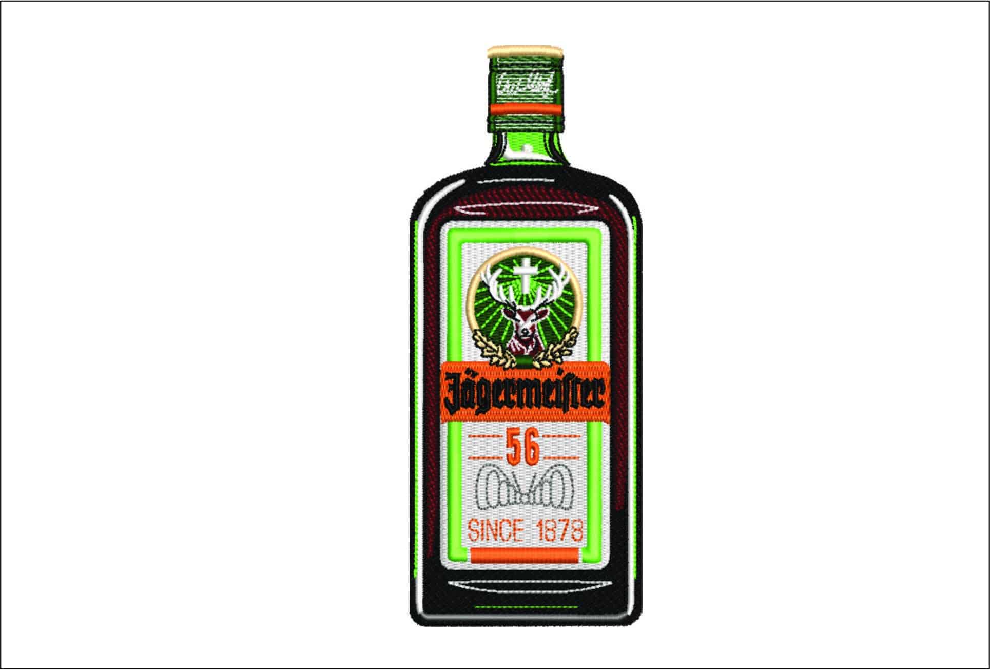 Jagermeitser Bottle- Elegant embroidery design file - instant download