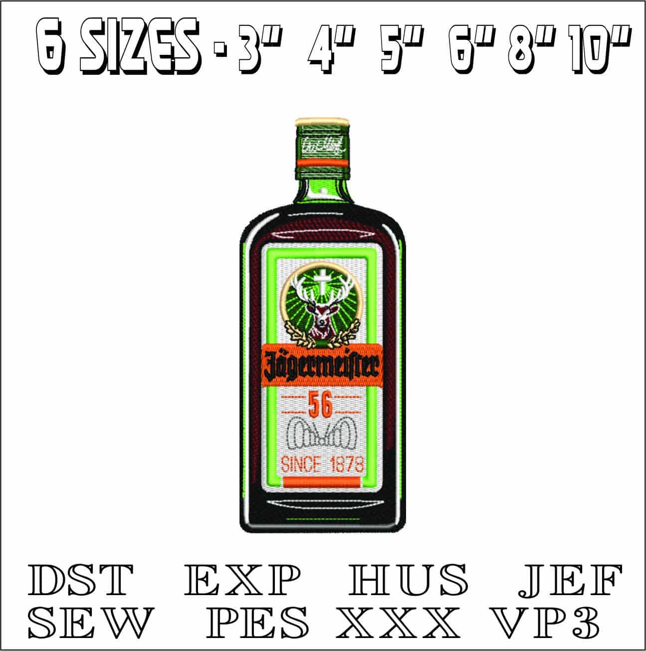 Jagermeitser Bottle- Elegant embroidery design file - instant download — view 2