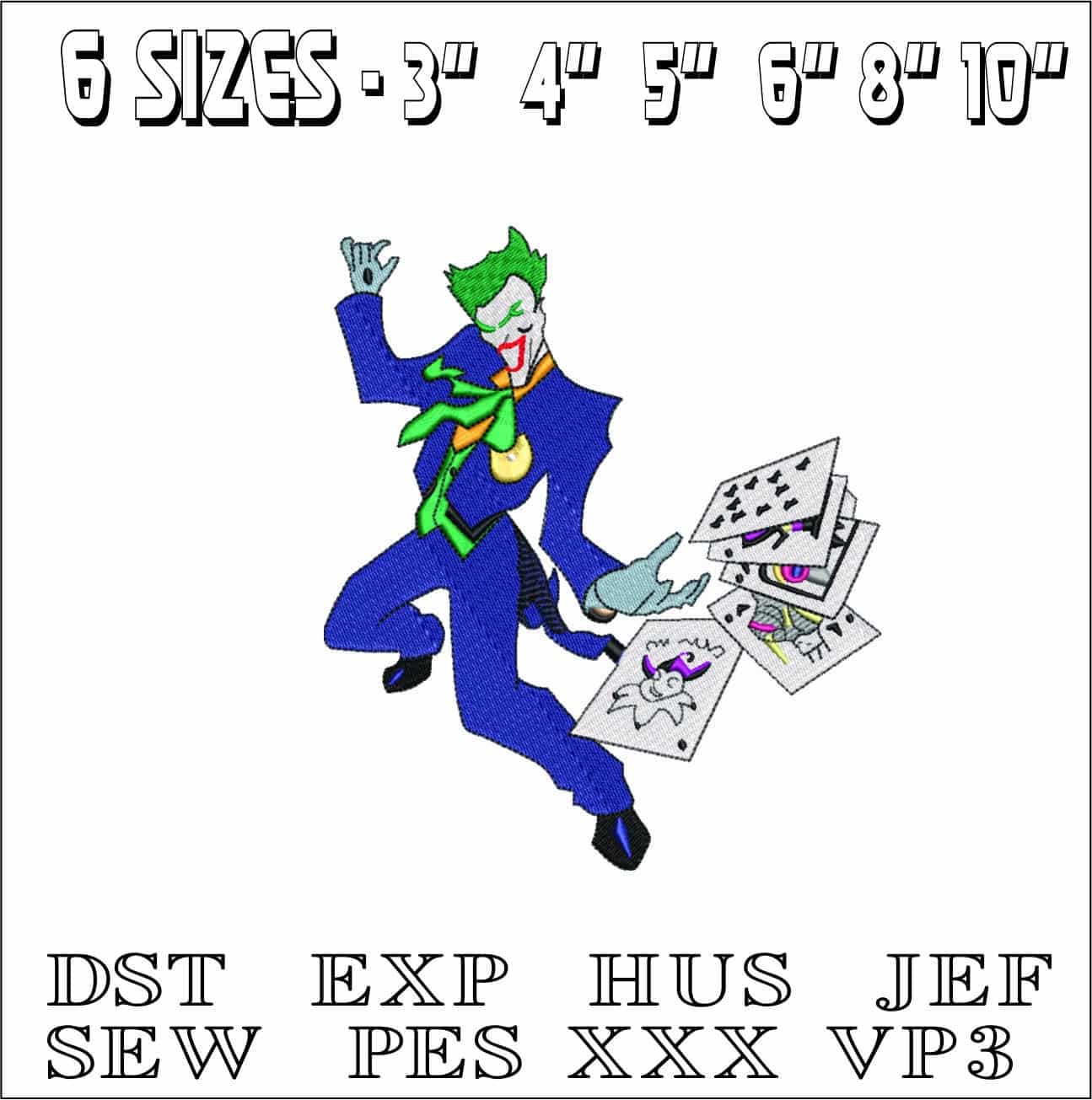 Joker with Cards- Elegant embroidery design file - instant download — view 2