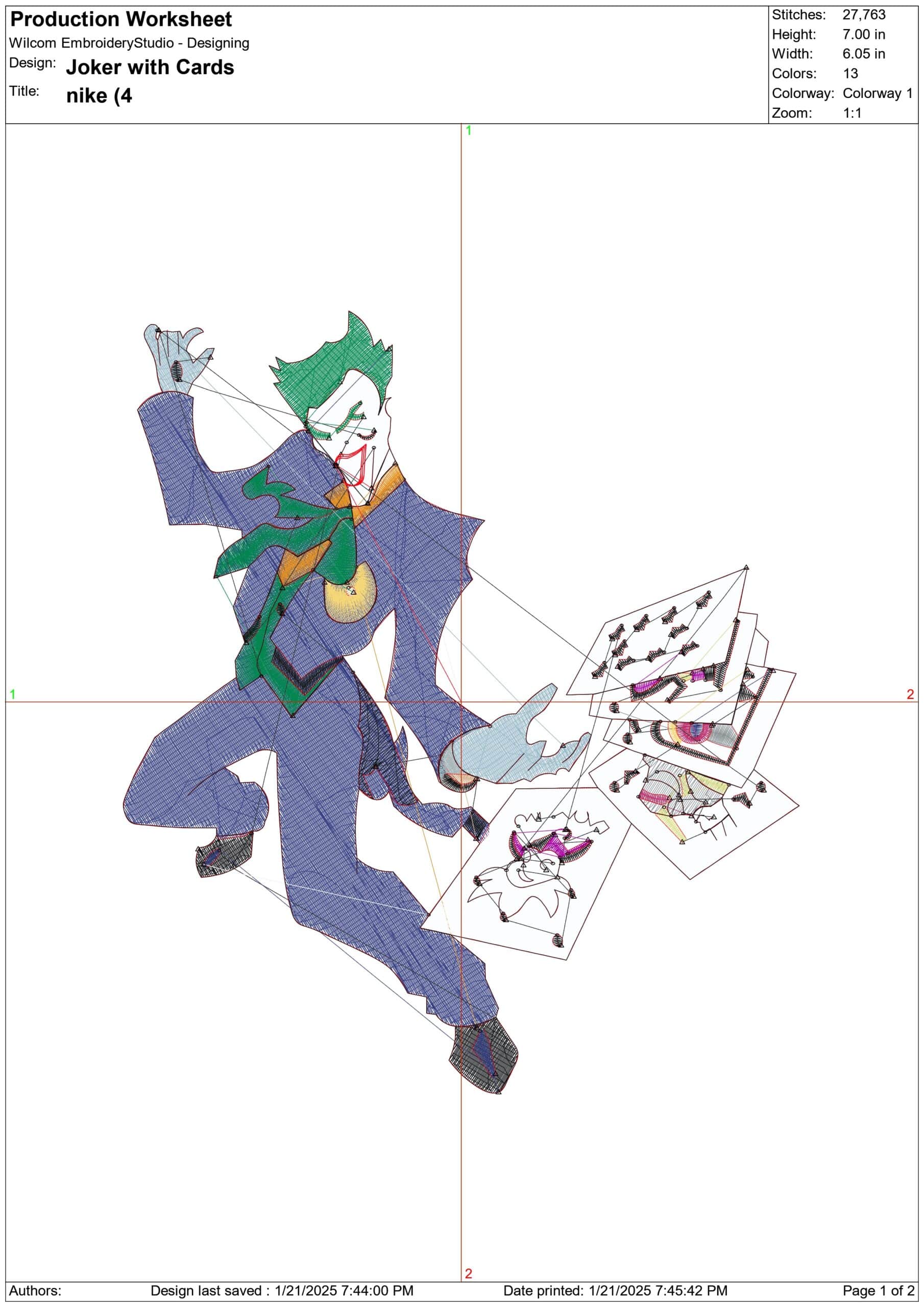 Joker with Cards- Elegant embroidery design file - instant download — view 3