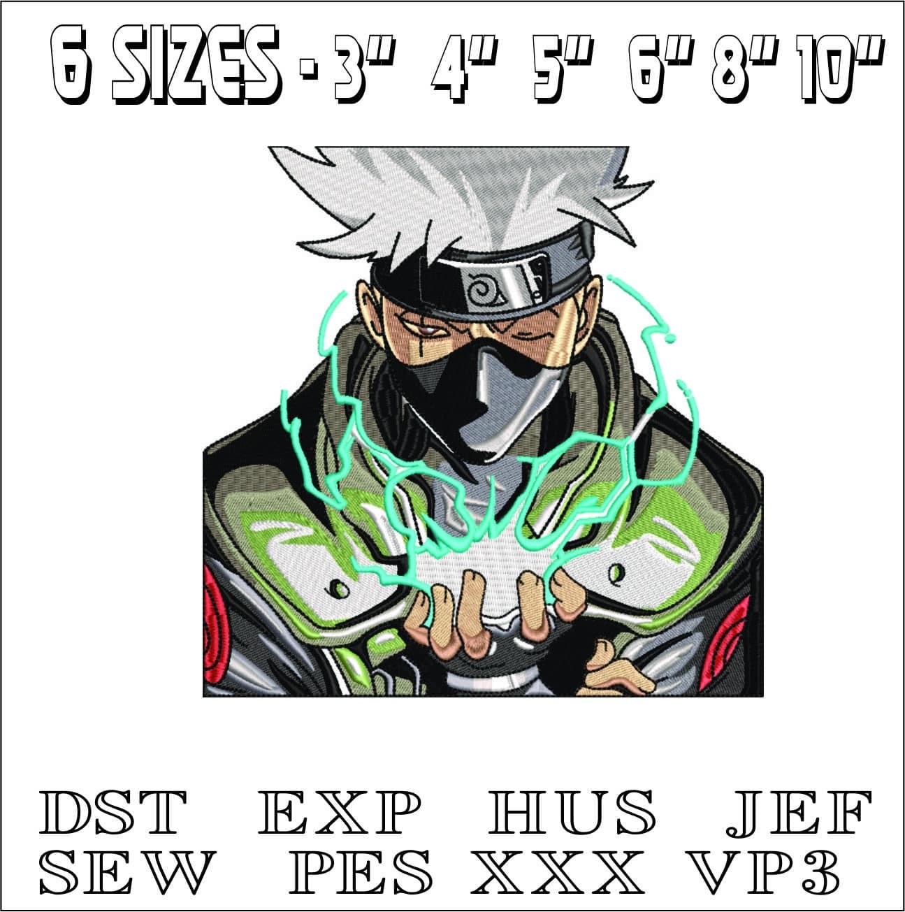 Kakashi Chidori- Elegant embroidery design file - instant download — view 2