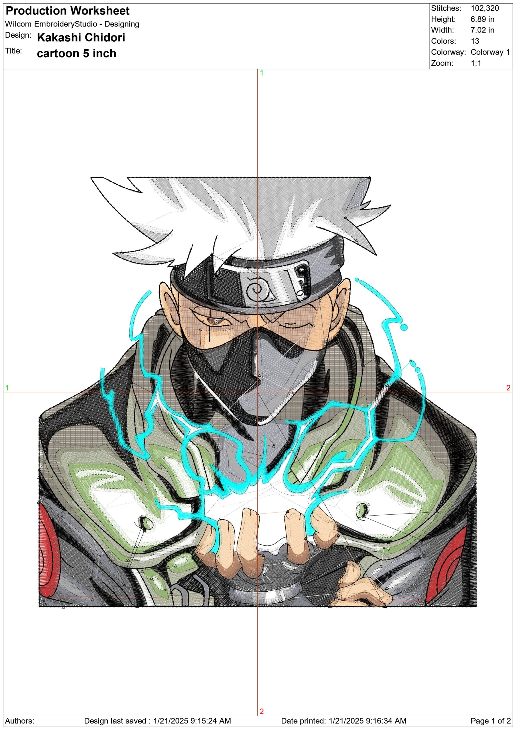 Kakashi Chidori- Elegant embroidery design file - instant download — view 3