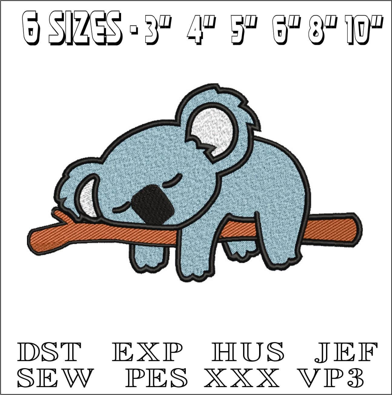 Koala Sleeping- Elegant embroidery design file - instant download — view 2