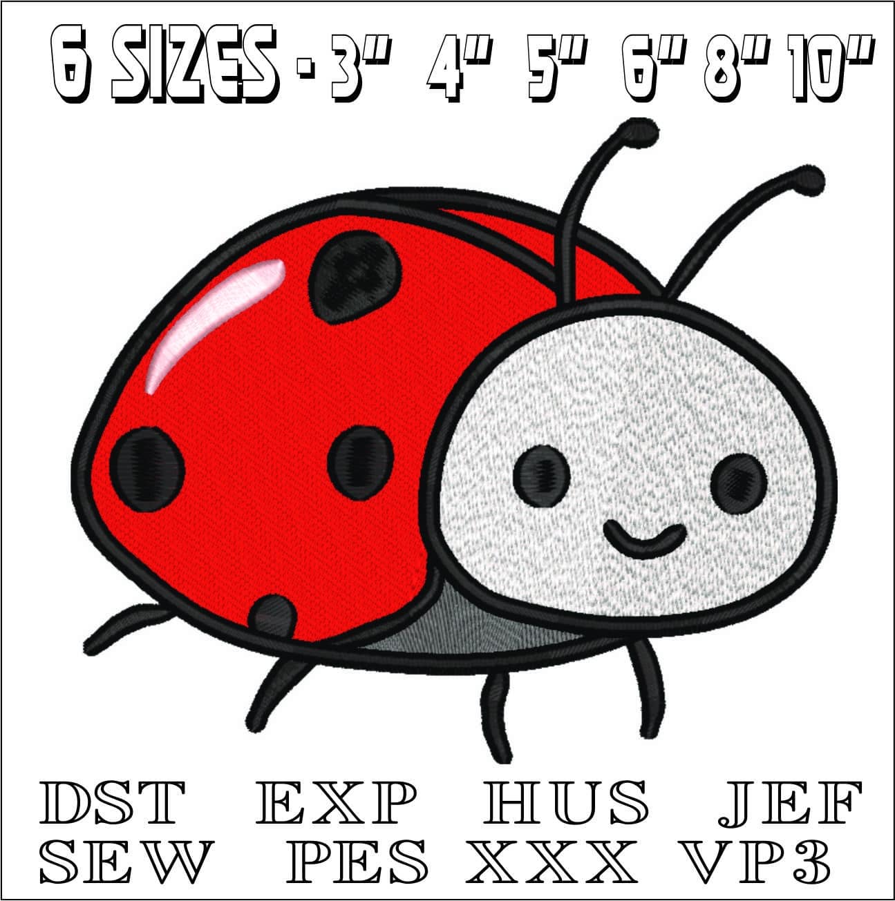 Lady Bug Children - Elegant embroidery design file - instant download — view 2