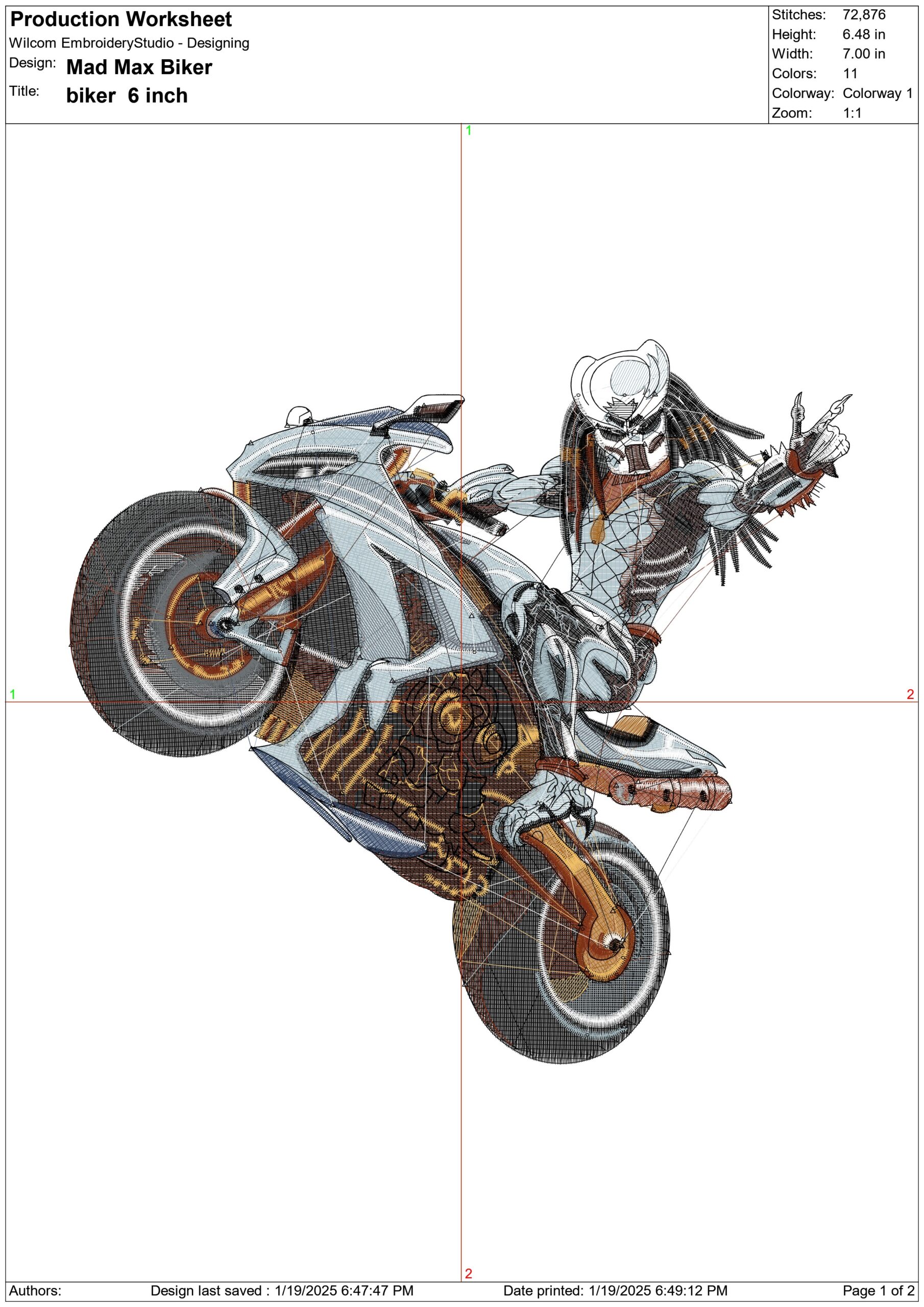 Mad Max Biker- Elegant embroidery design file - instant download — view 3