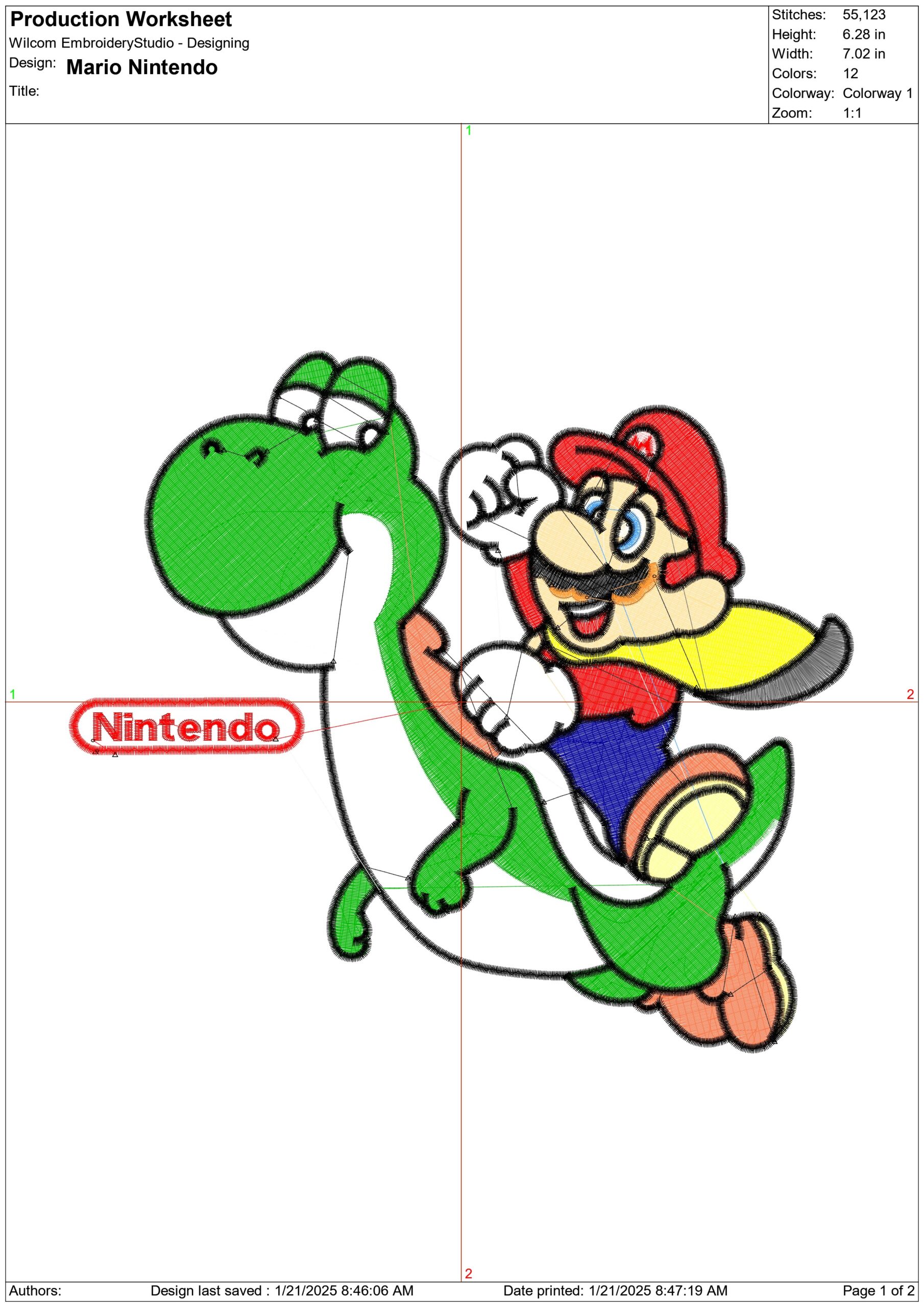 Mario Nintendo- Elegant embroidery design file - instant download — view 3