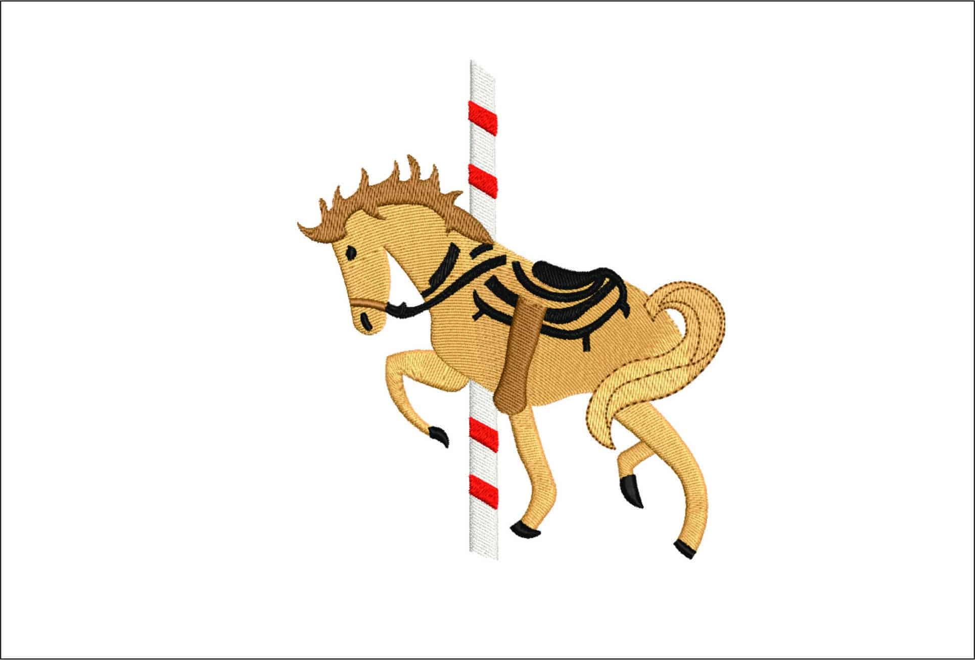 Merry Go Round Horse- Elegant embroidery design file - instant download