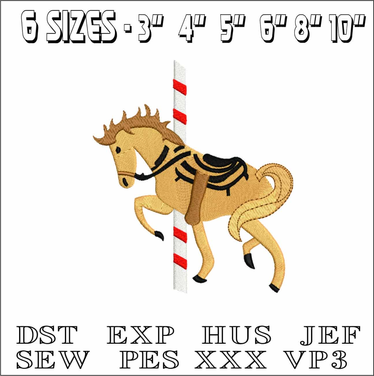 Merry Go Round Horse- Elegant embroidery design file - instant download — view 2