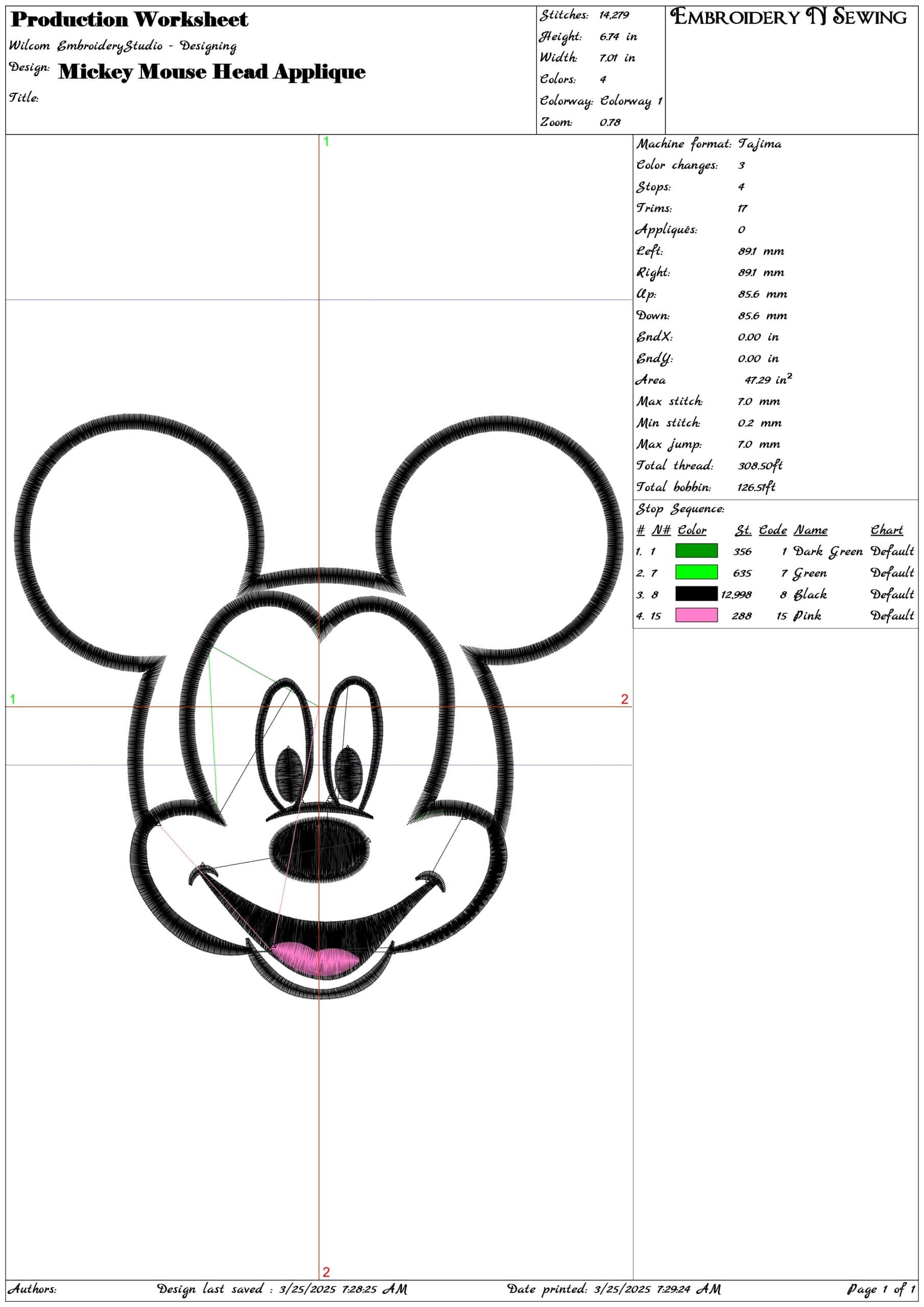 Mickey Mouse Head Applique- Elegant embroidery design file - instant download — view 3