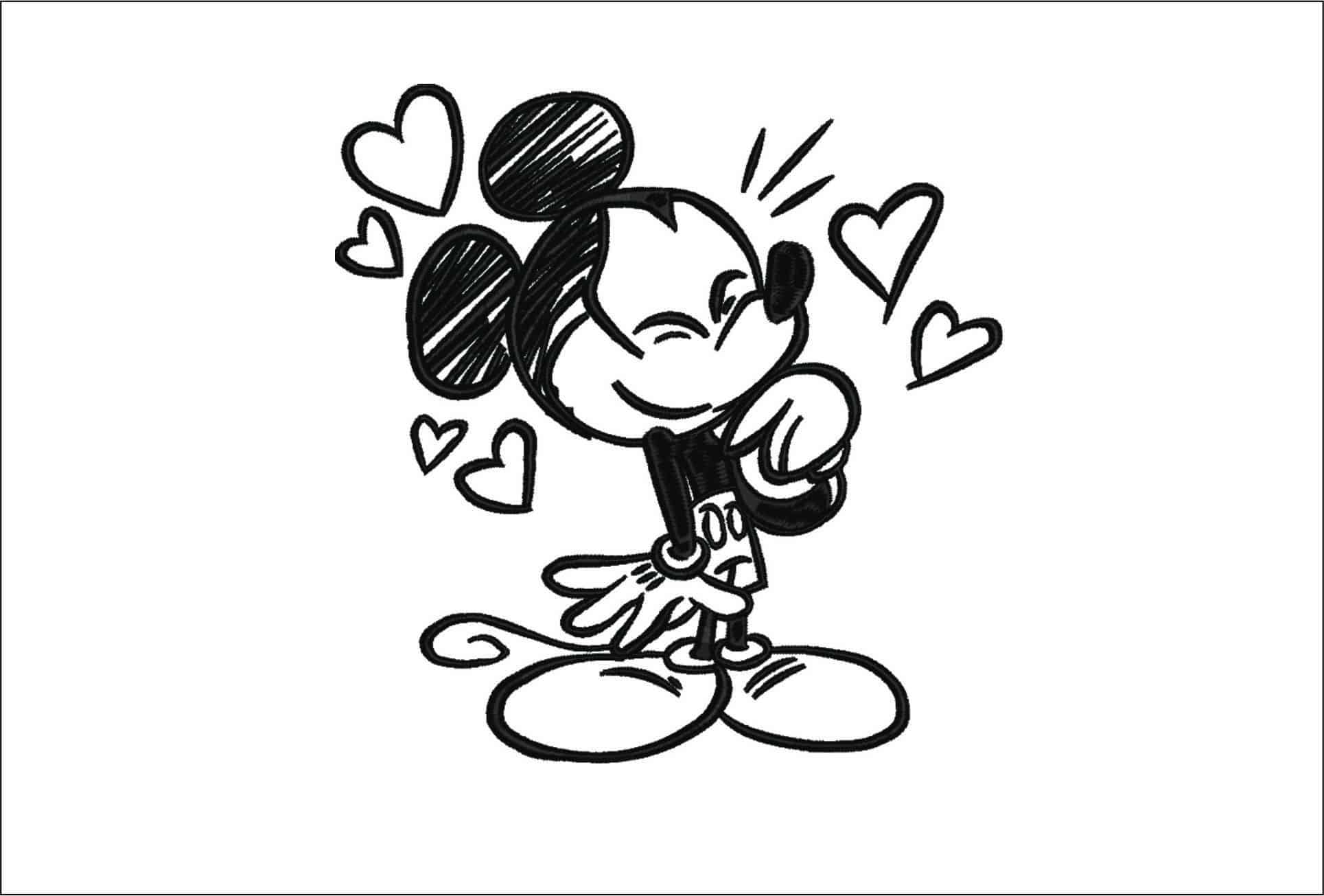 Mickey Mouse Line Drawing- Elegant embroidery design file - instant download