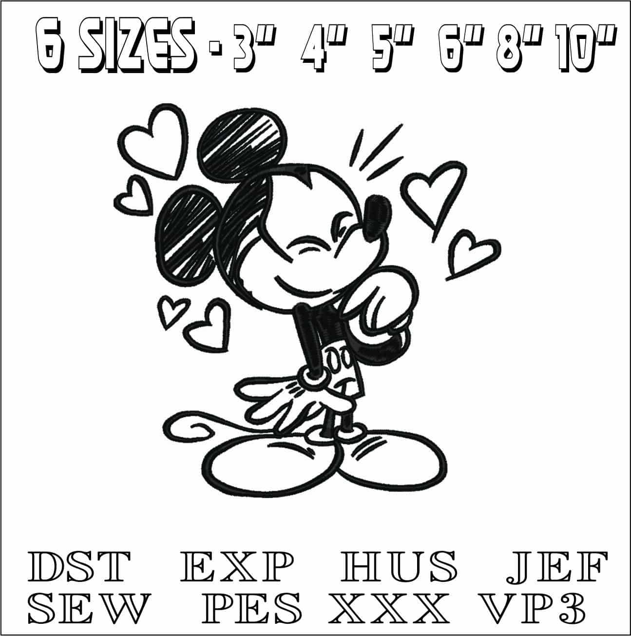 Mickey Mouse Line Drawing- Elegant embroidery design file - instant download — view 2