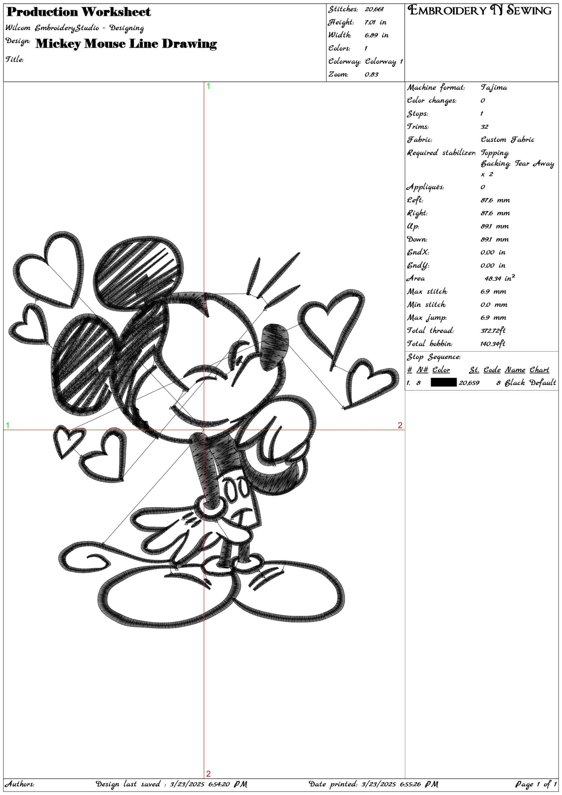 Mickey Mouse Line Drawing- Elegant embroidery design file - instant download — view 3