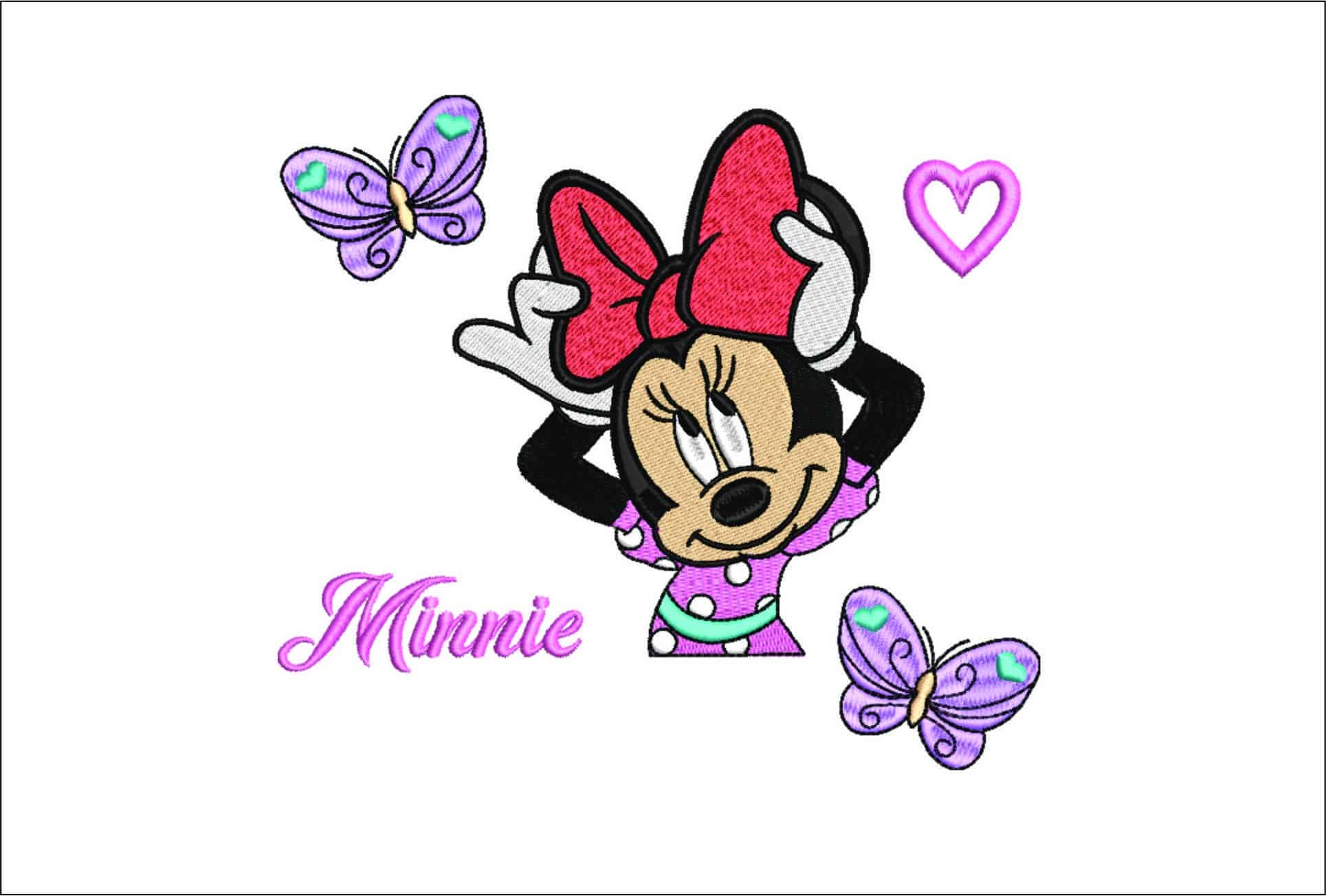 Minnie Mouse Butterflies- Elegant embroidery design file - instant download