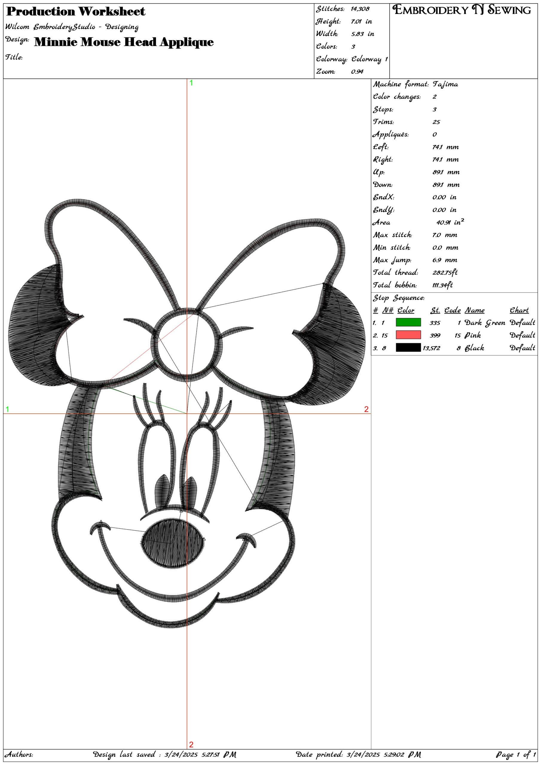 Minnie Mouse Head Applique- Elegant embroidery design file - instant download — view 3