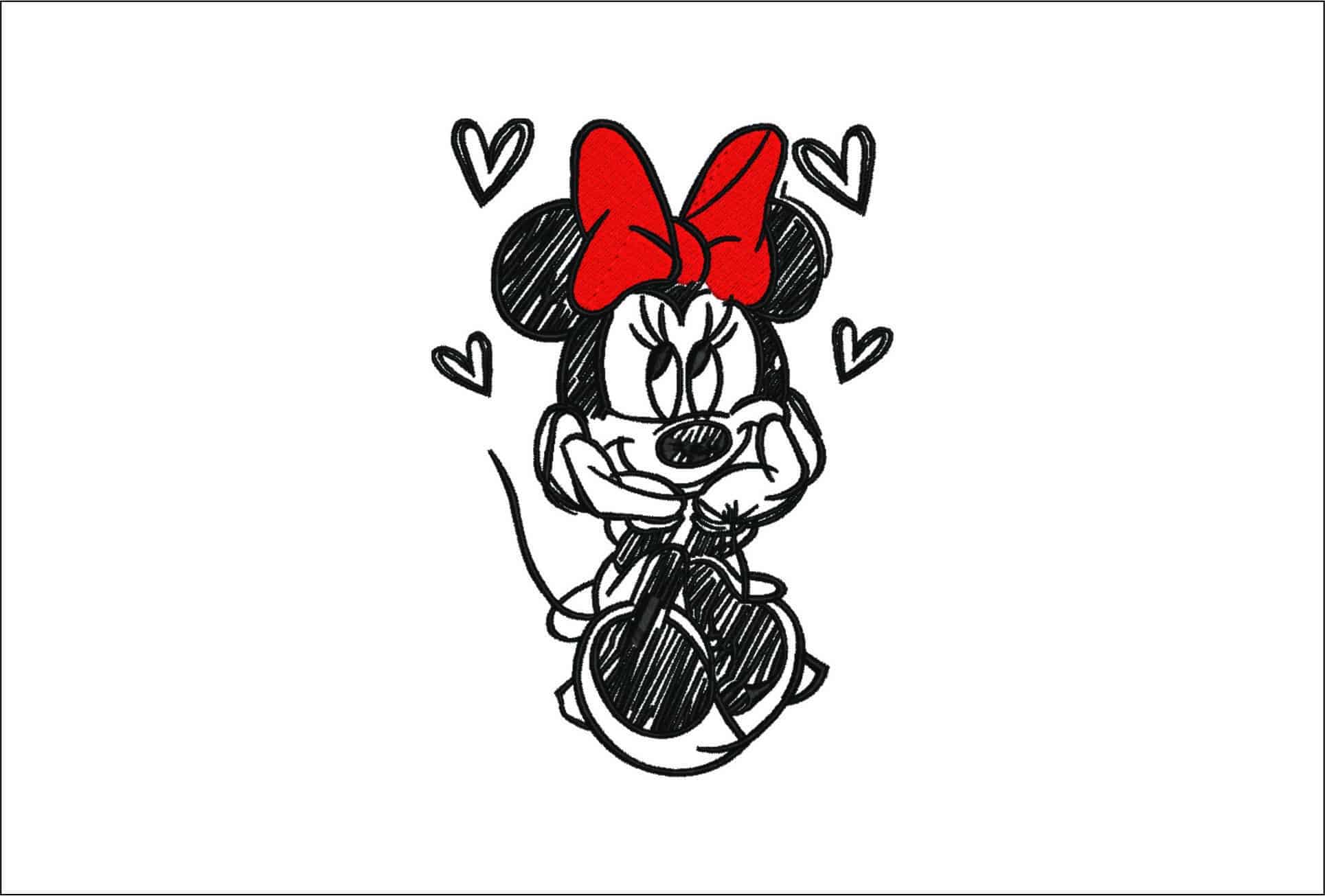 Minnie Mouse Line Drawing- Elegant embroidery design file - instant download