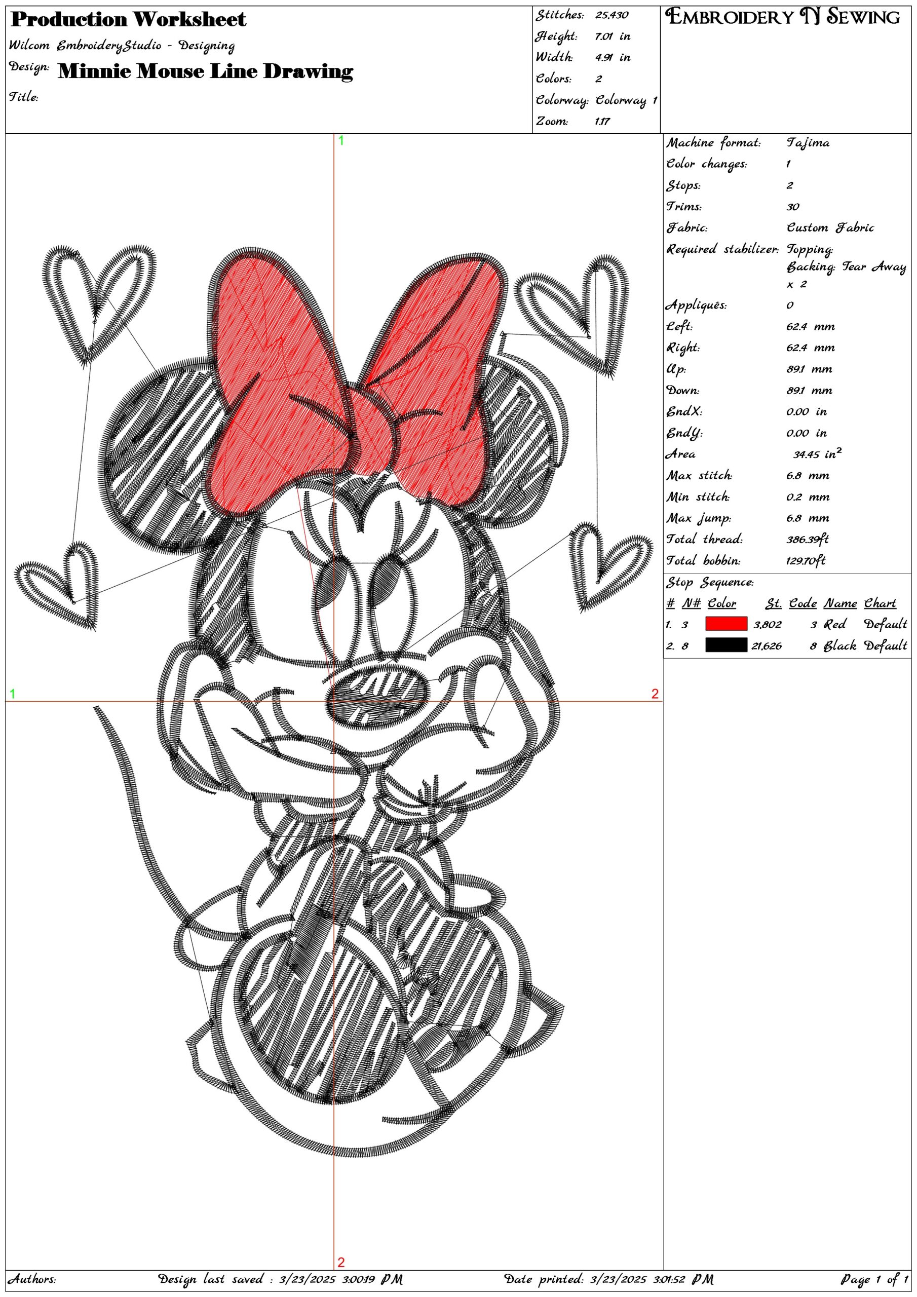 Minnie Mouse Line Drawing- Elegant embroidery design file - instant download — view 3
