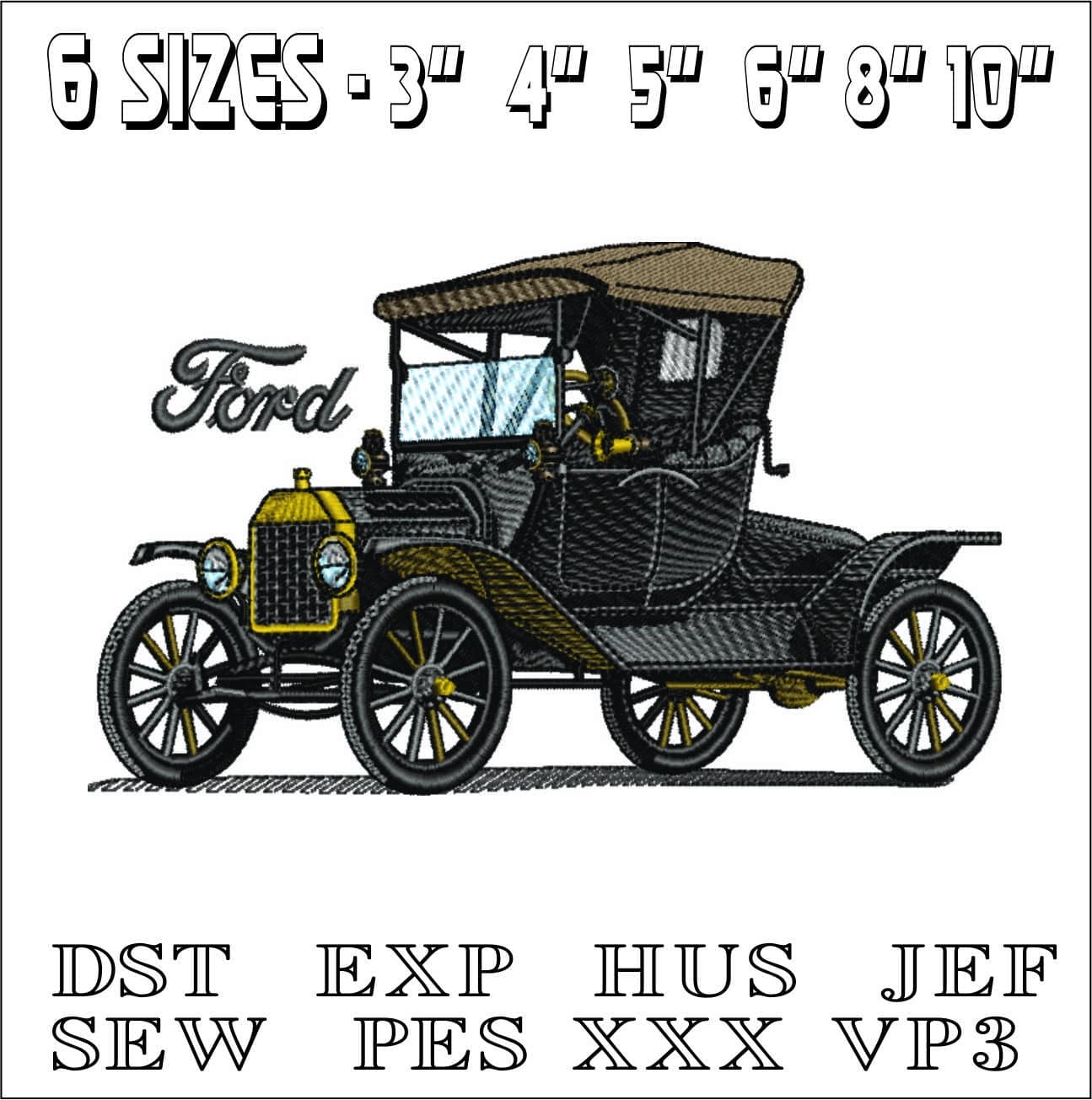 Model T Ford- Elegant embroidery design file - instant download — view 2