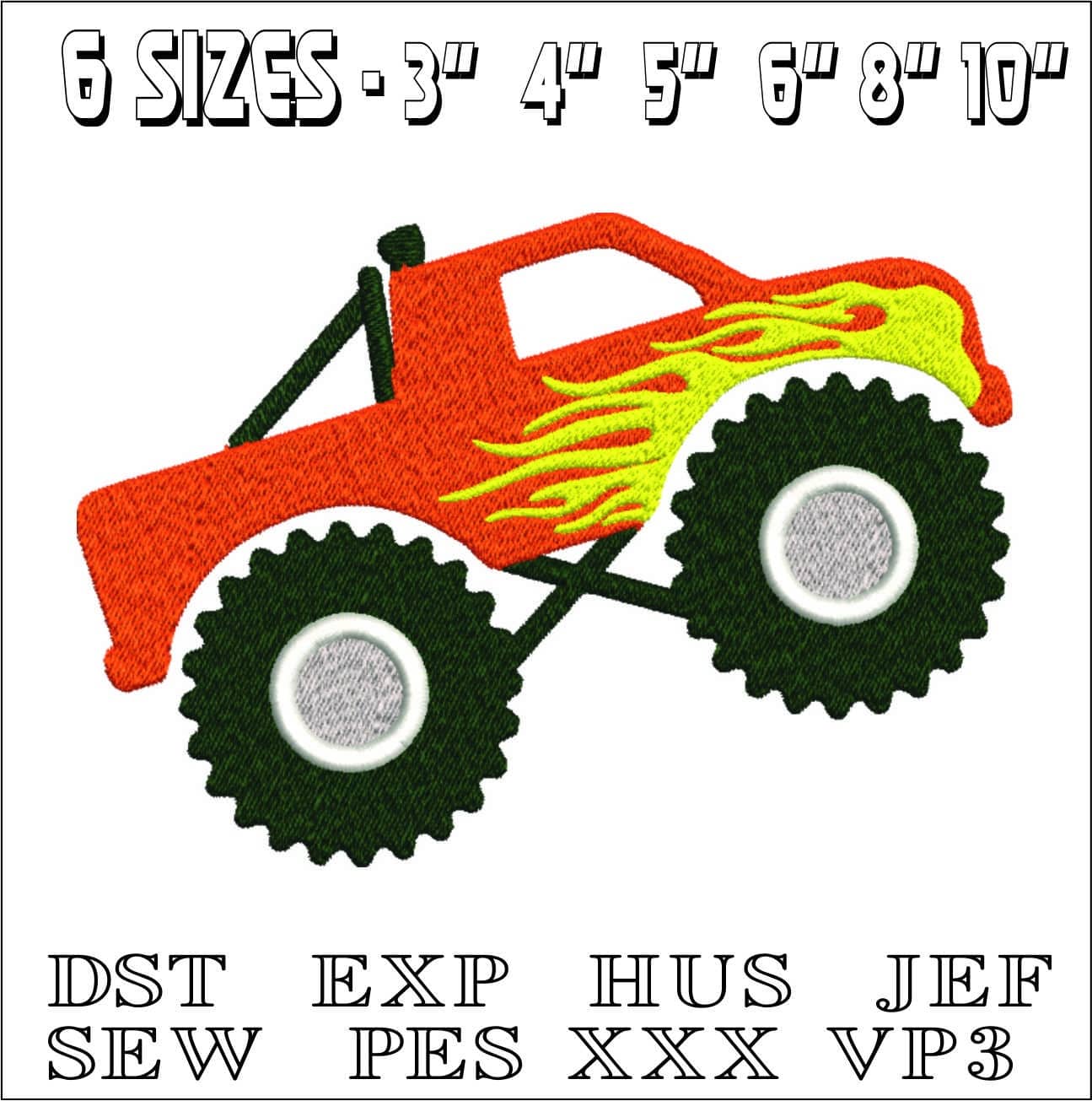 Monster Truck Kid- Elegant embroidery design file - instant download — view 2