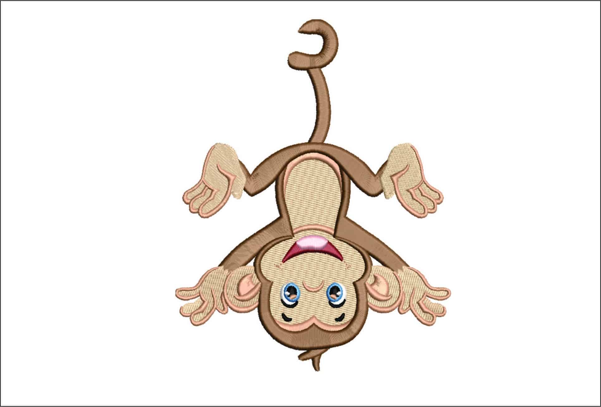 Monkey Hanging- Elegant embroidery design file - instant download
