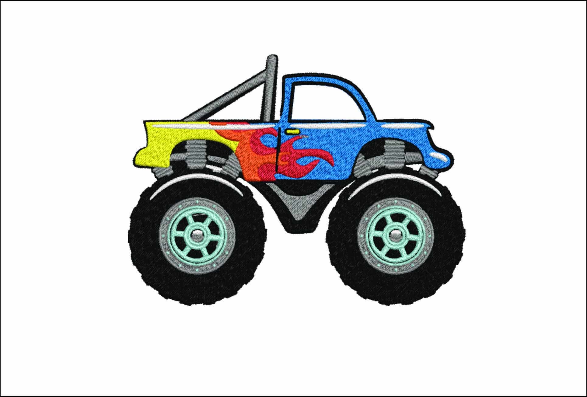 Monster Truck Kid 2- Elegant embroidery design file - instant download