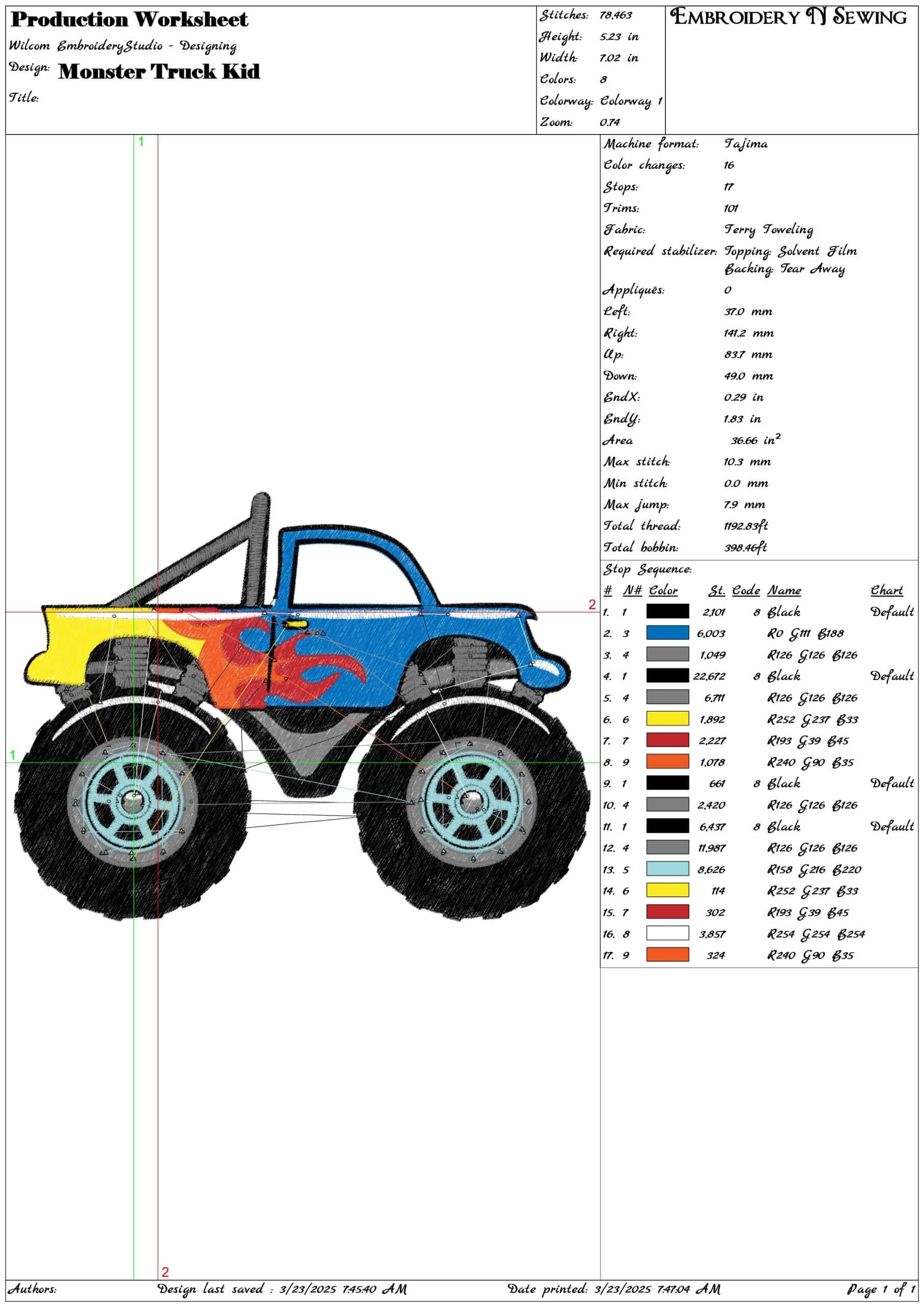 Monster Truck Kid 2- Elegant embroidery design file - instant download — view 3