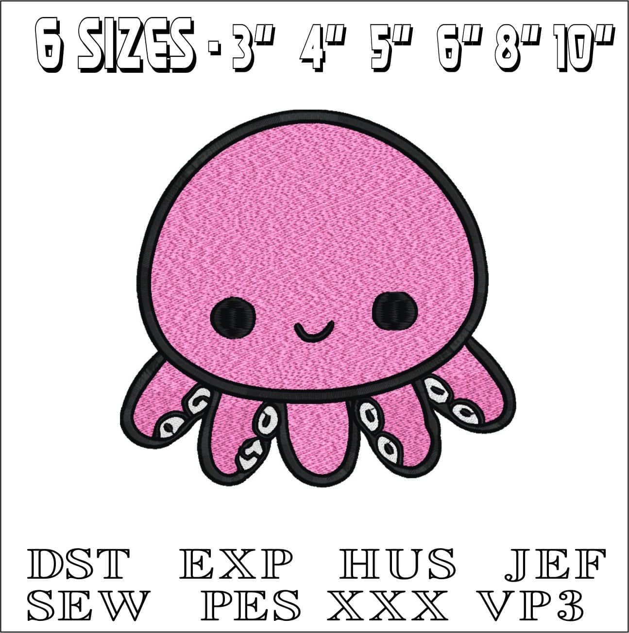 Octopus Children- Elegant embroidery design file - instant download — view 2