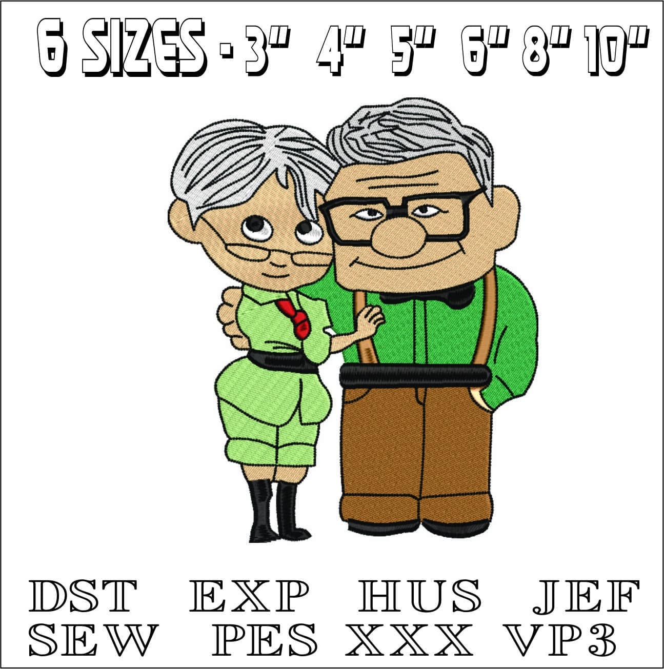 Old Carl and Ellie - Up- Elegant embroidery design file - instant download — view 2