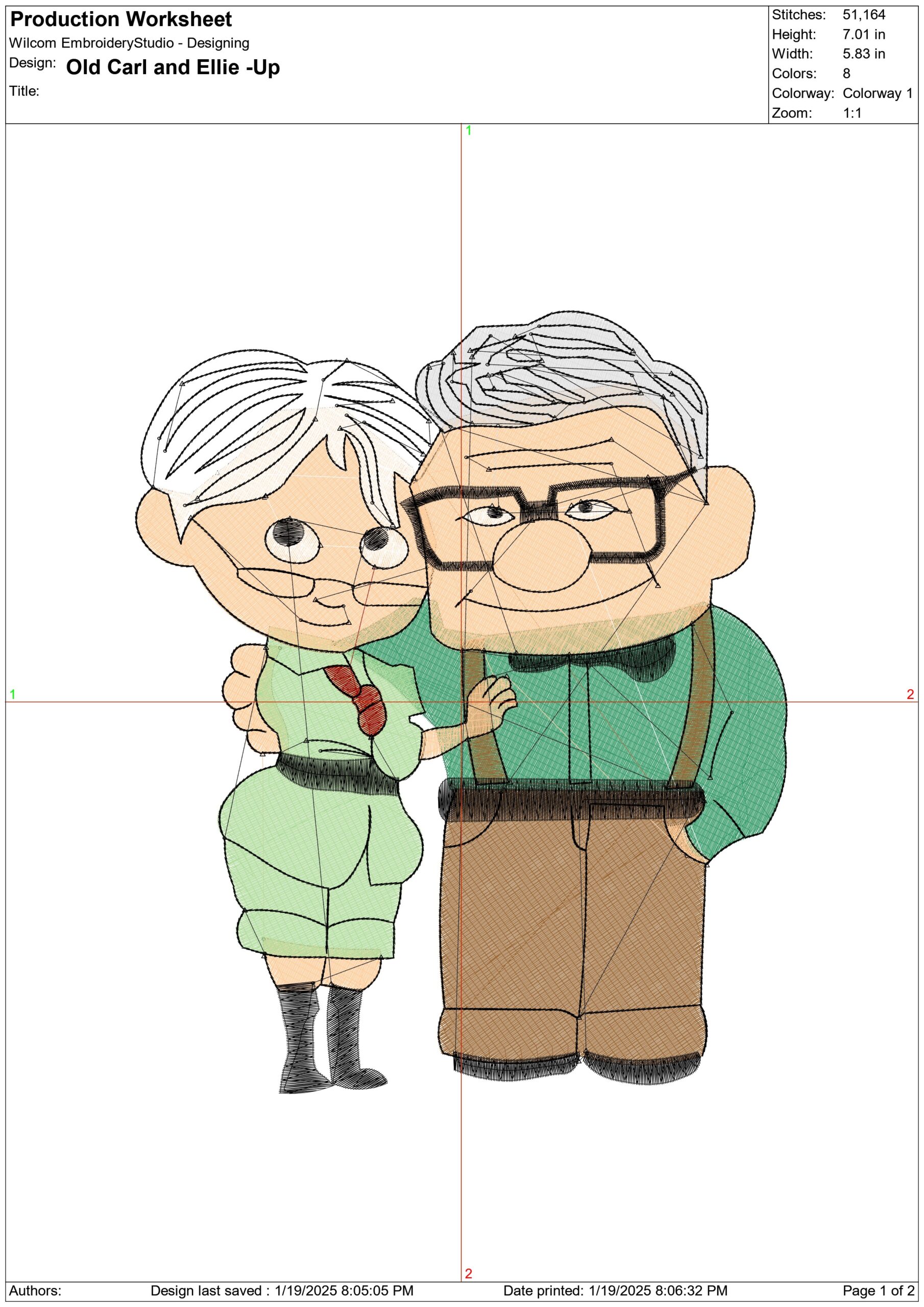 Old Carl and Ellie - Up- Elegant embroidery design file - instant download — view 3