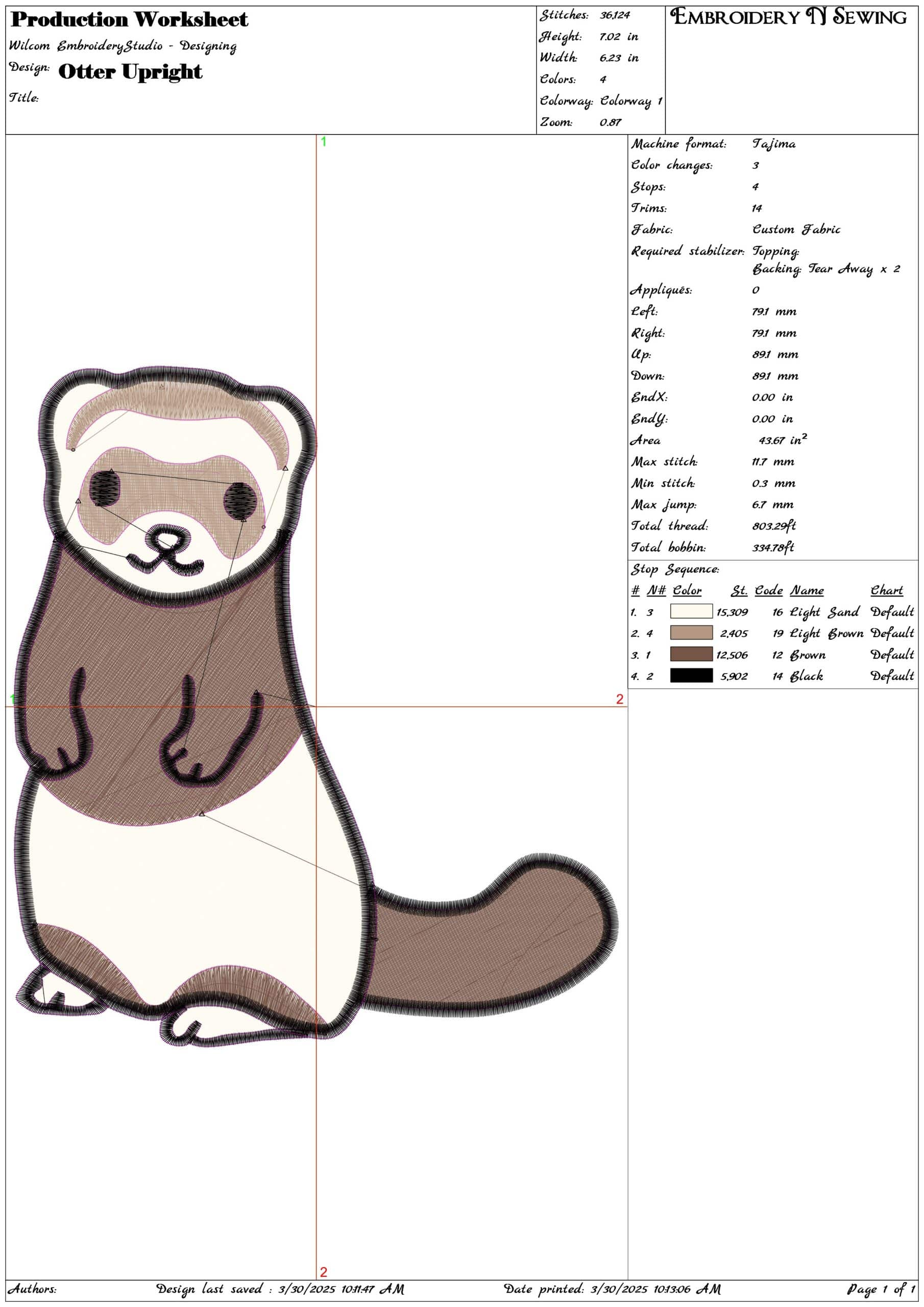 Otter Upright- Elegant embroidery design file - instant download — view 3