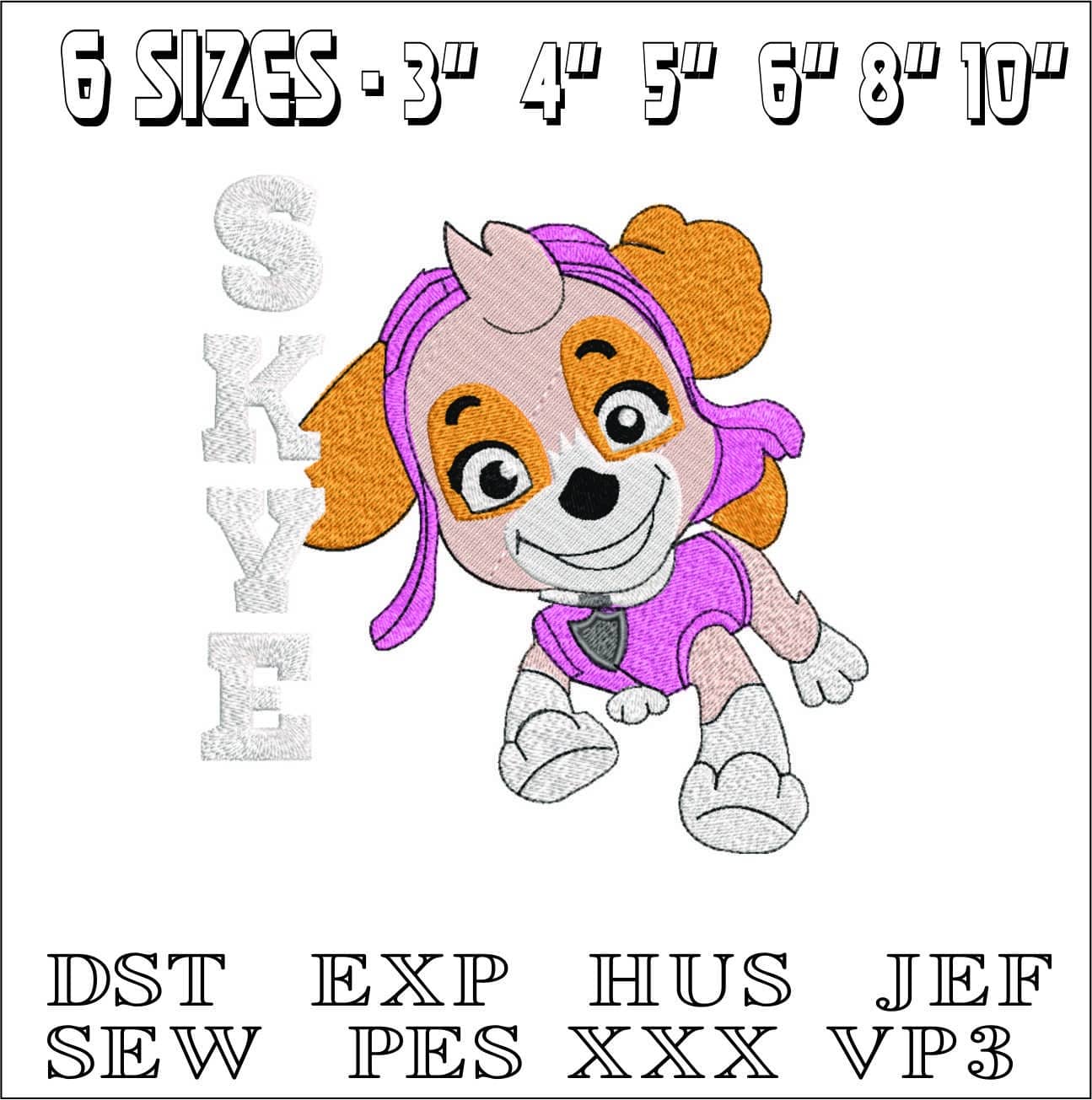 Paw Patrol Skye- Elegant embroidery design file - instant download — view 2