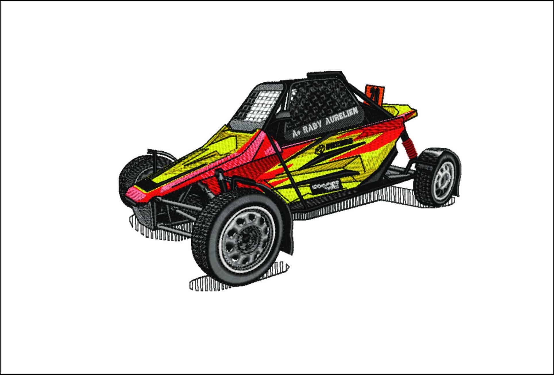 Racing Dune Buggy- Elegant embroidery design file - instant download