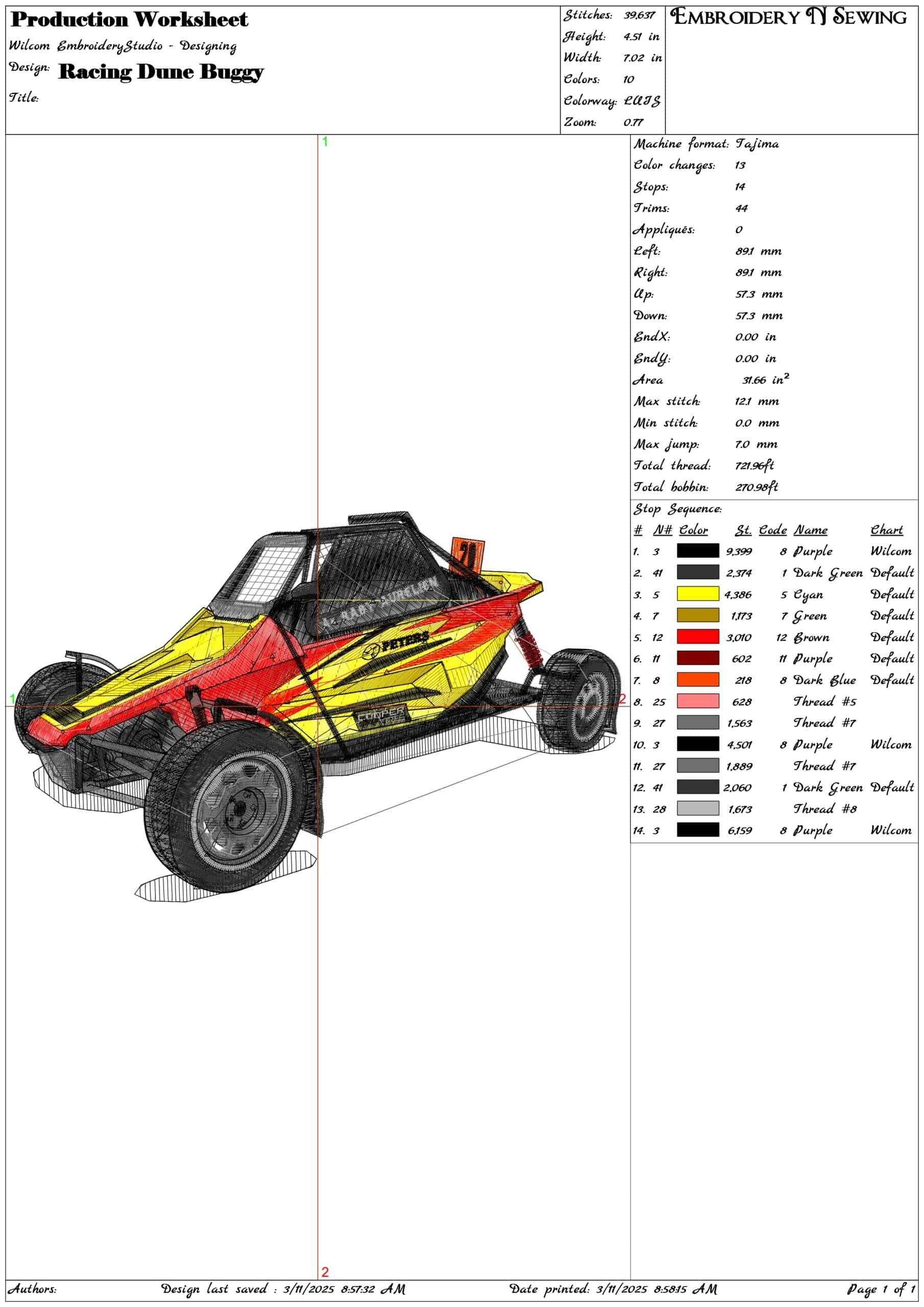 Racing Dune Buggy- Elegant embroidery design file - instant download — view 3