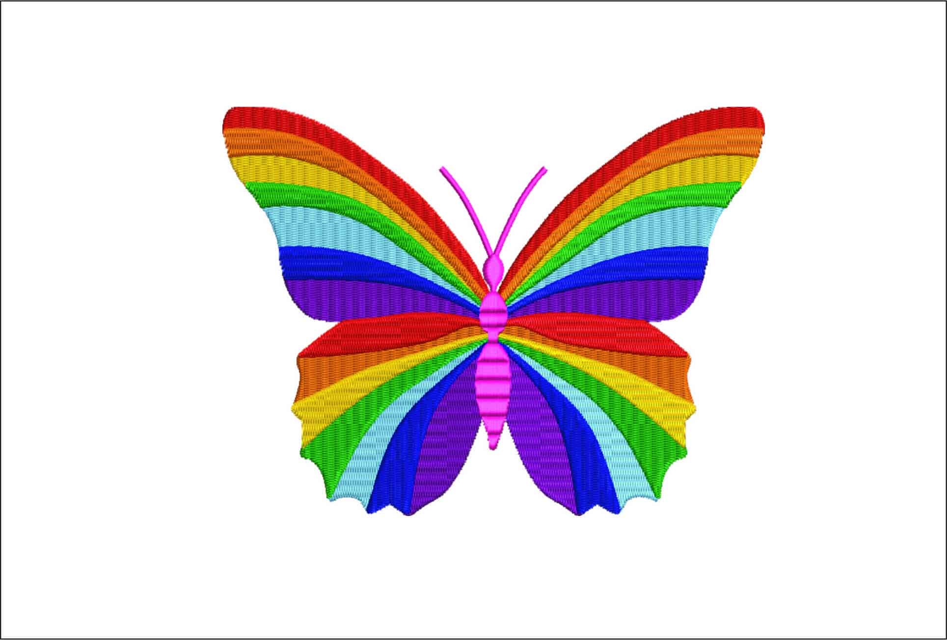 Rainbow Butterfly- Elegant embroidery design file - instant download — view 3