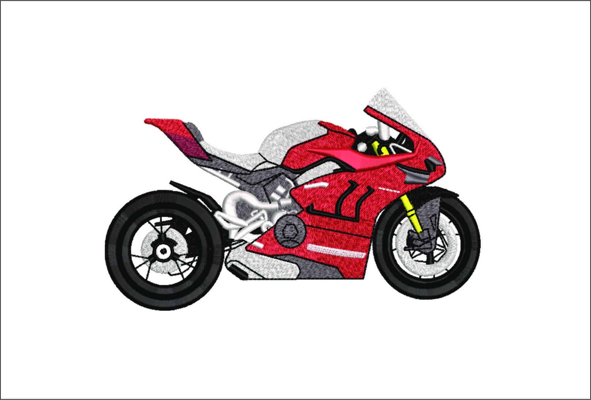 Red Sports Bike- Elegant embroidery design file - instant download