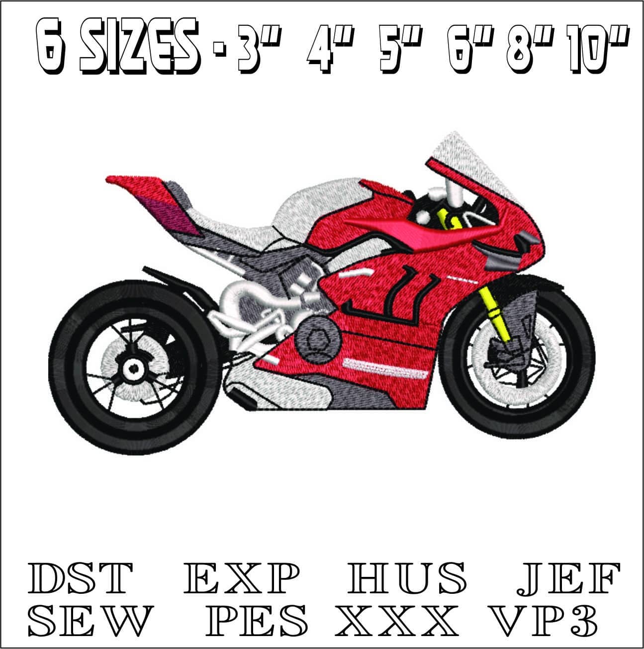 Red Sports Bike- Elegant embroidery design file - instant download — view 2