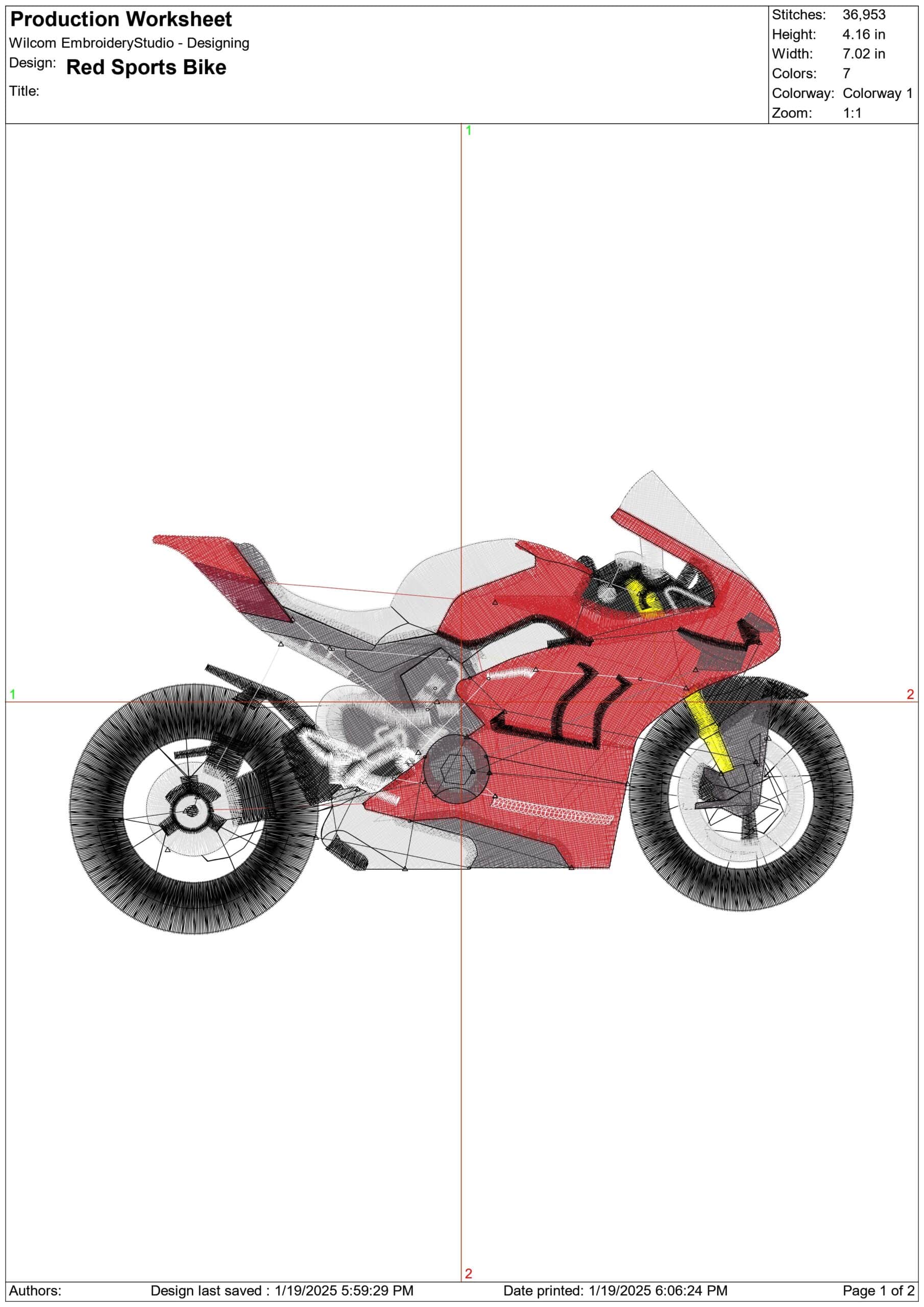 Red Sports Bike- Elegant embroidery design file - instant download — view 3