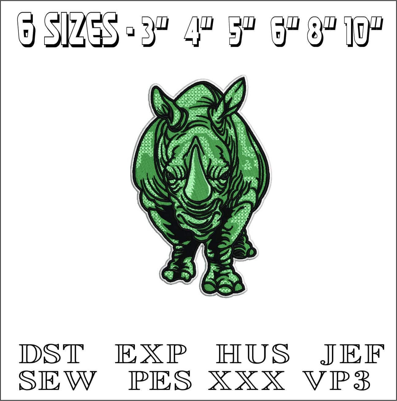 Rhino- Elegant embroidery design file - instant download — view 2