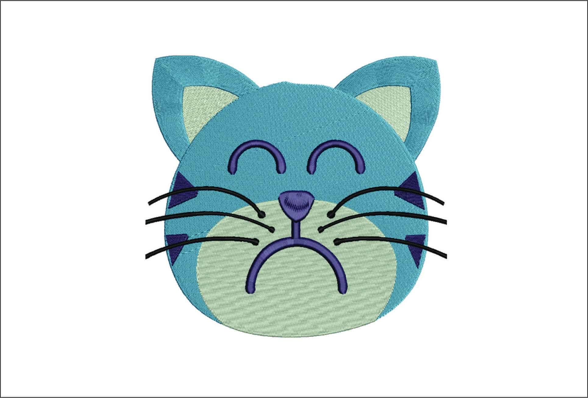 Sad Cat Face- Elegant embroidery design file - instant download