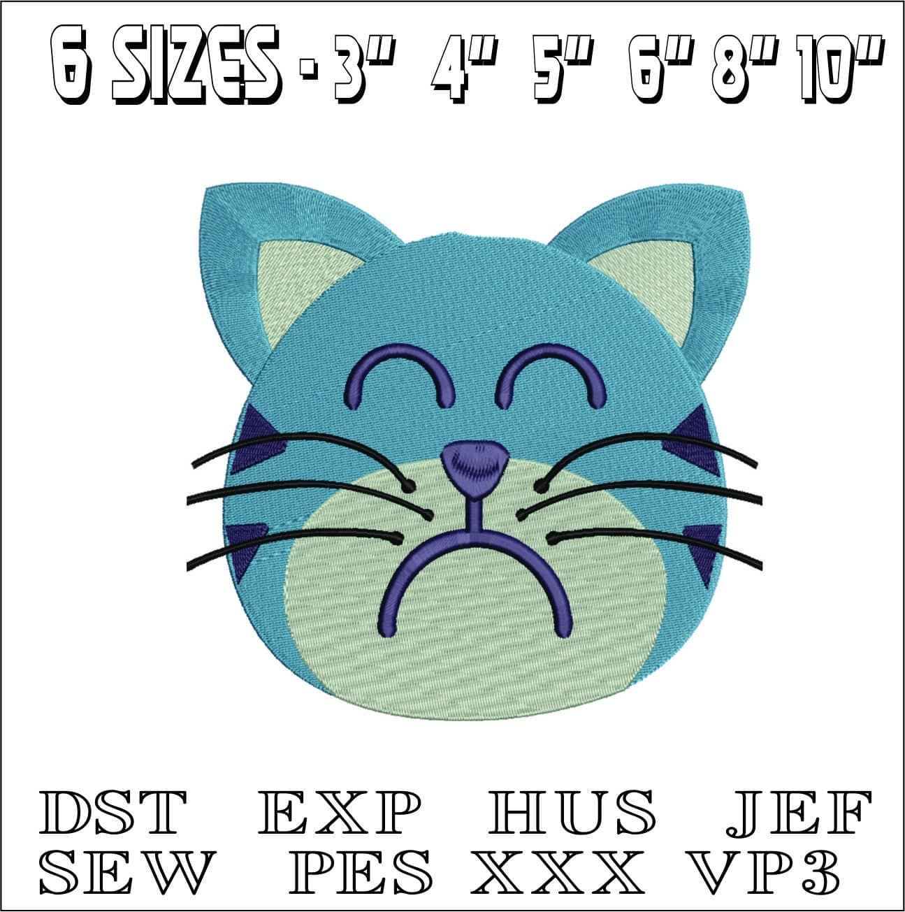 Sad Cat Face- Elegant embroidery design file - instant download — view 2